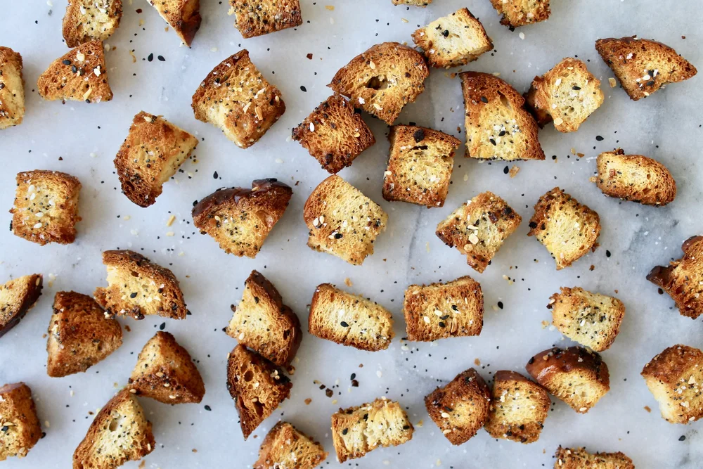 brussel sprout caesar salad with everything bagel croutons — Honey Street