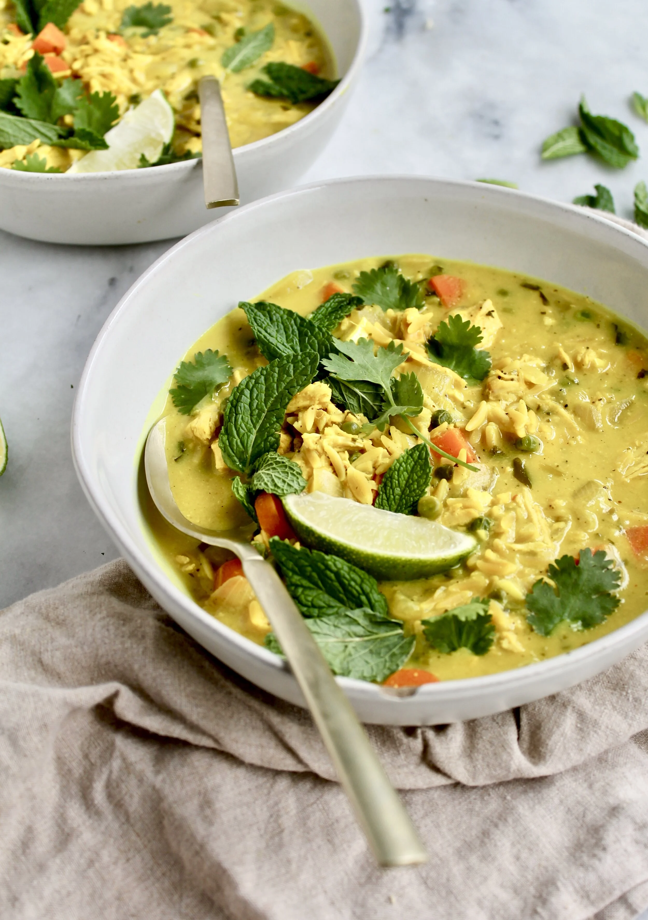 golden coconut ginger chicken soup — Honey Street