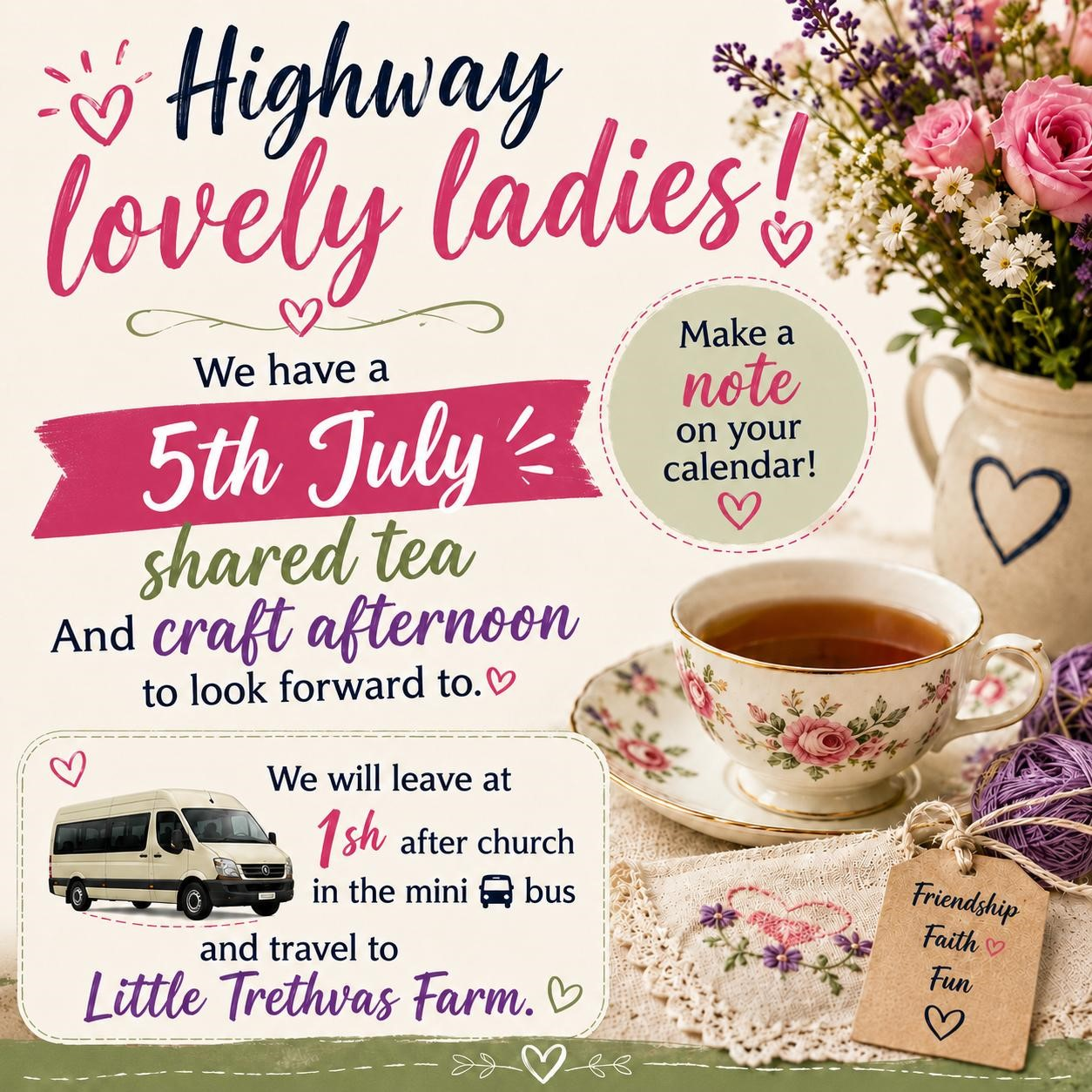 Highway Ladies Afternoon Tea and Craft Session