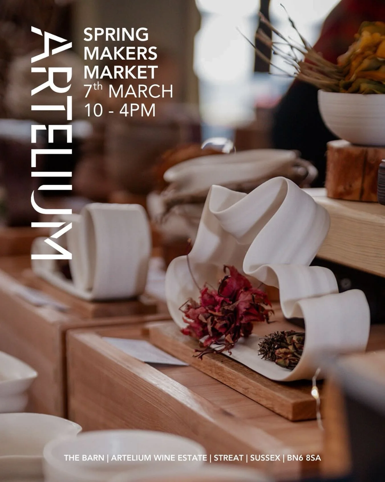I&rsquo;m thrilled to be taking part in the first makers market of 2026 at the brilliant @arteliumwine in Sussex on Saturday 7th March. 

Join a host of carefully selected producers &amp; artisans for a wonderful day out celebrating the start of spri