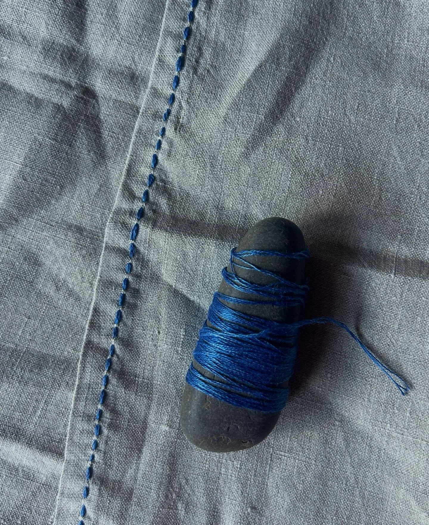 At it again. 

In 2024 I announced that I&rsquo;d spend the year sewing a plant dyed running stitch around everything, after making some curtains at home.

Two years &amp; one indigo vat later and I&rsquo;m about to try sewing something for TND. 

#&