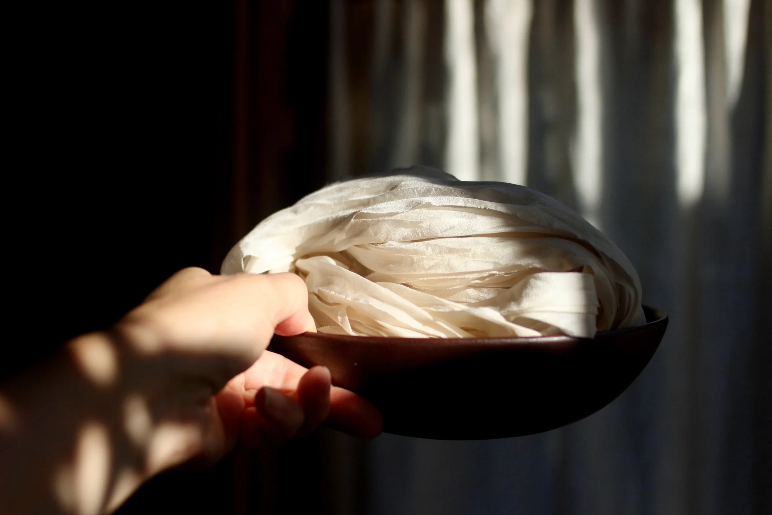 ALABASTER

Just restocked in 2.5cm and 5cm in both 1m &amp; 2.2m lengths. 

I&rsquo;ve been taking my time with ribbon this year. 
Working through challenges and seeking solutions. 
I&rsquo;m getting there.
All good things take time, right?

#thenatu