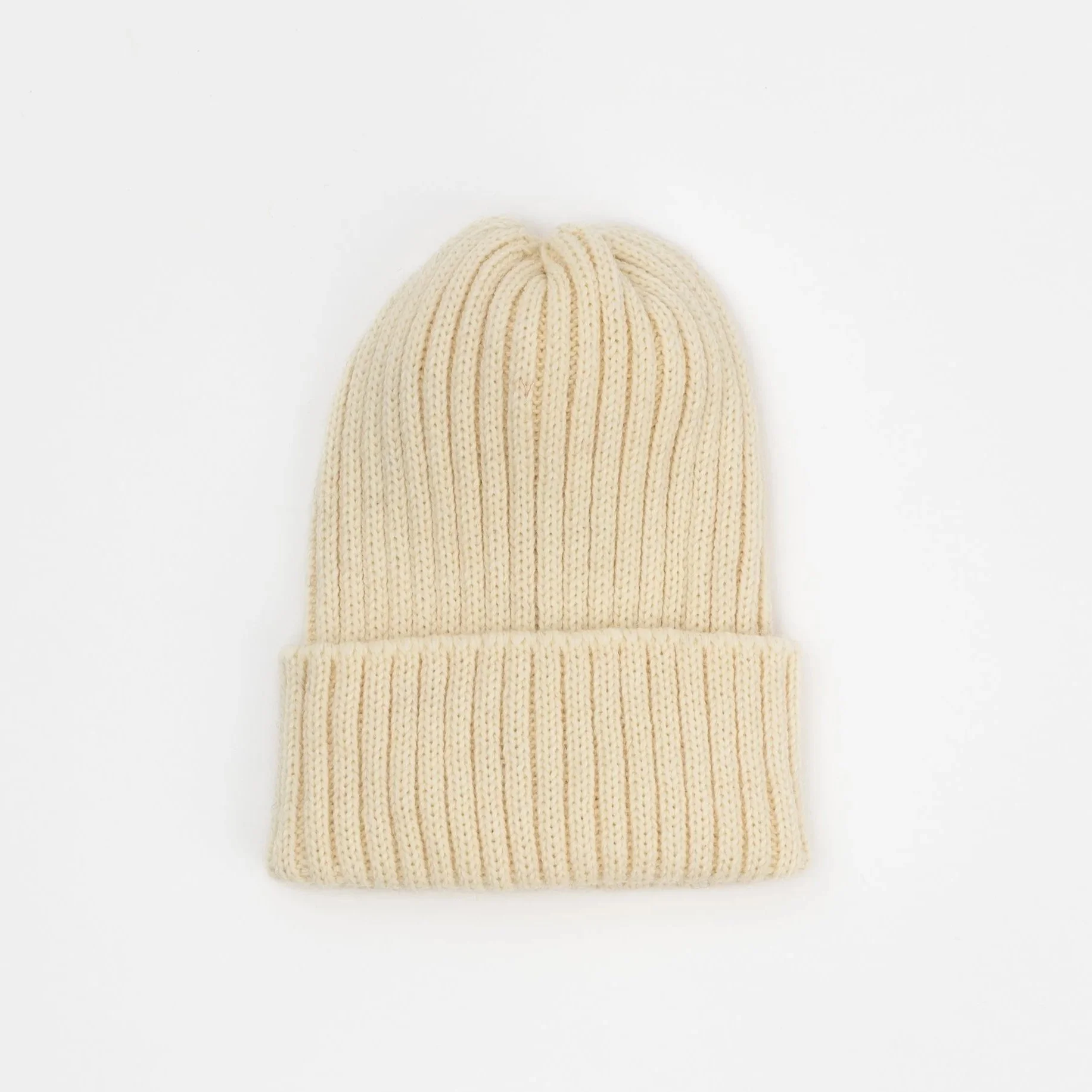 Slim Rib British Wool Hat Ecru