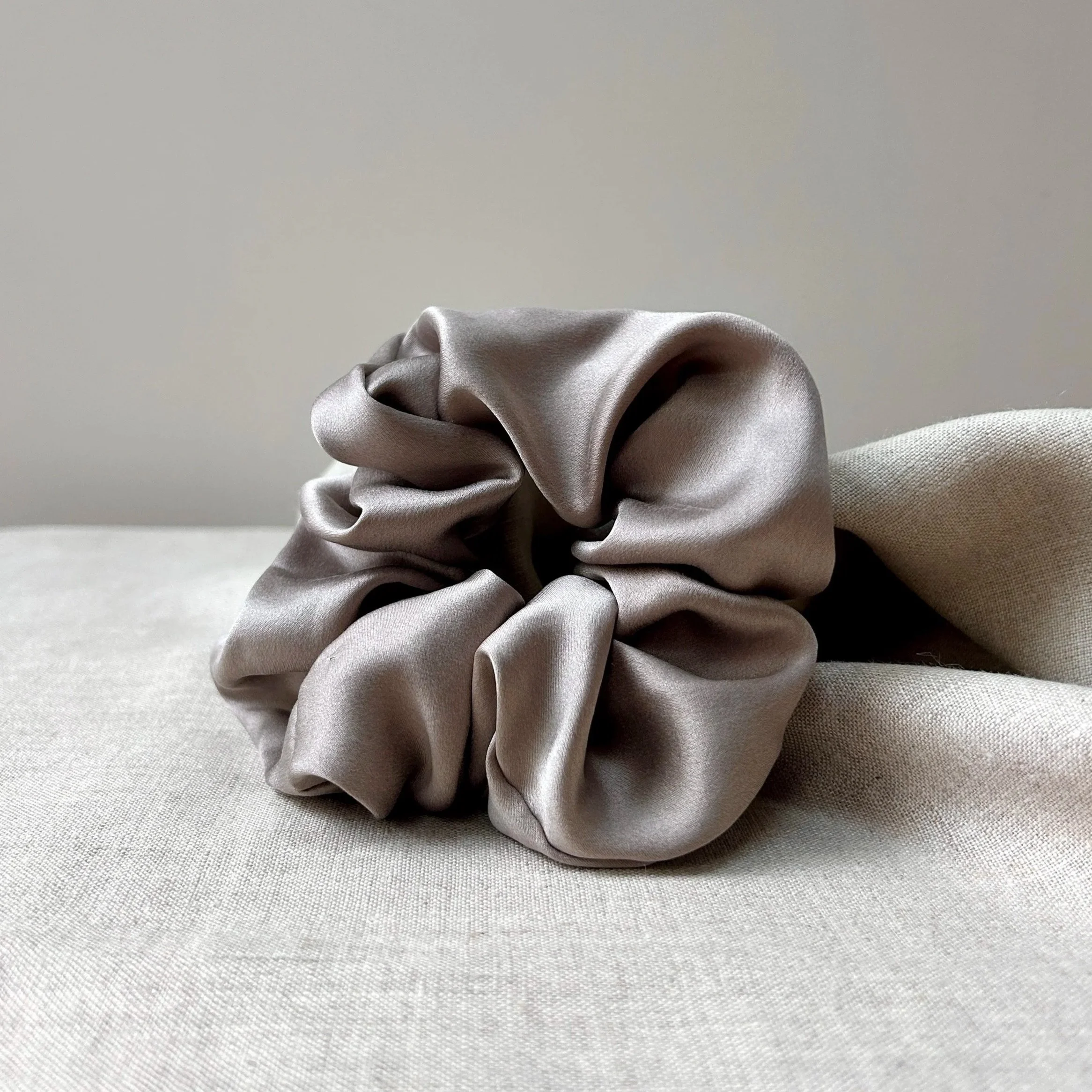Silk Satin Scrunchie Silver
