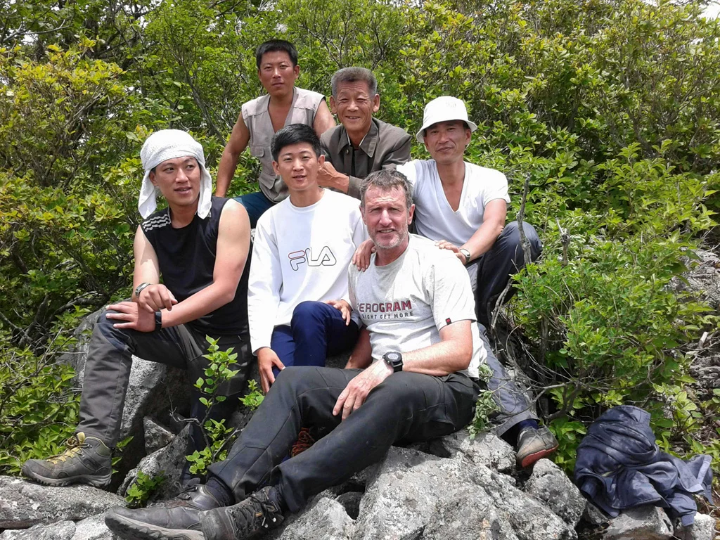 Roger Shepherd and team on the Baekdu Daegan in North Korea