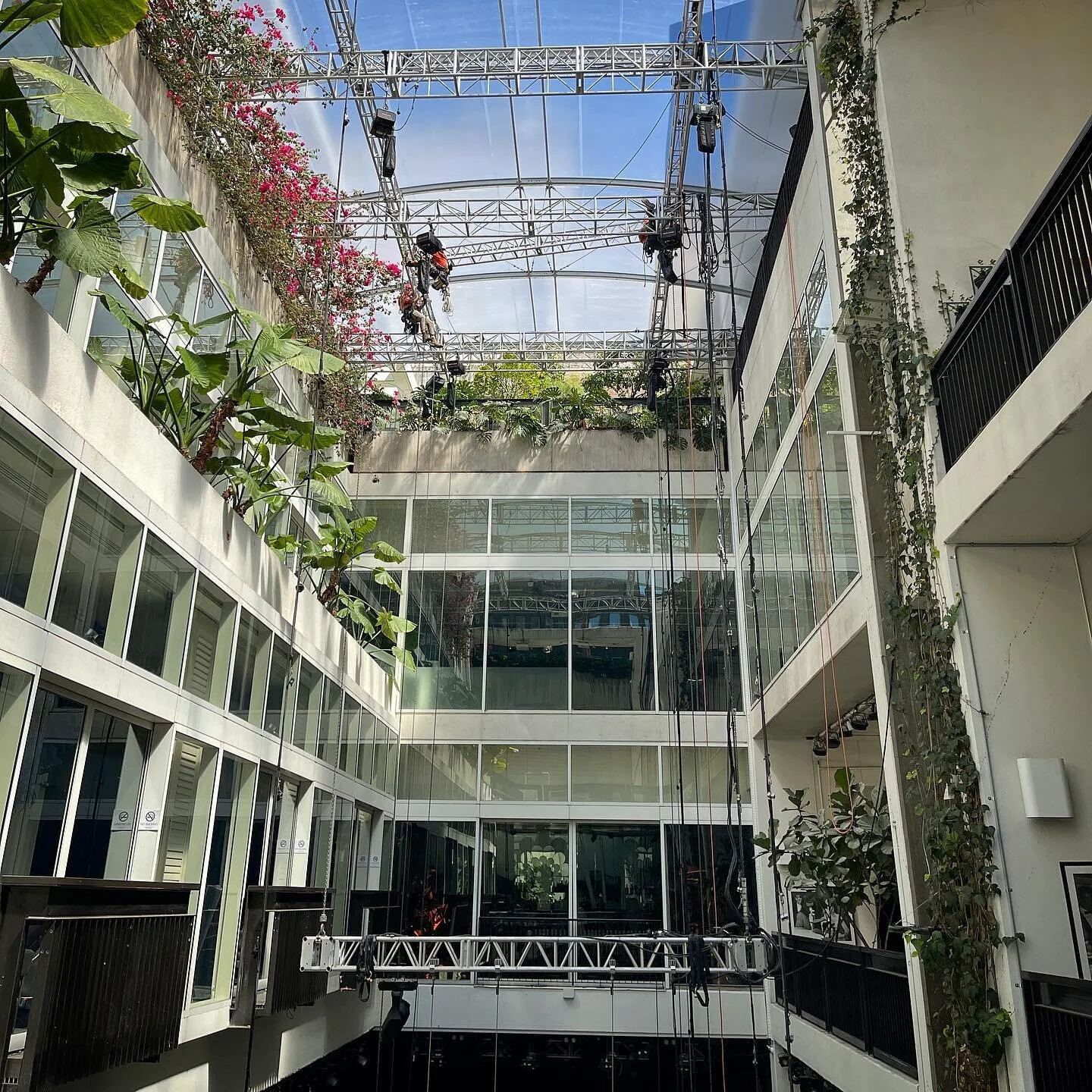 We&rsquo;ve been back to work with long time client @merivale offering entertainment rigging, access and anchor installation services as their incredible venues across Sydney begin to re-open. Yesterday the team was in @theivyprecinct courtyard utili