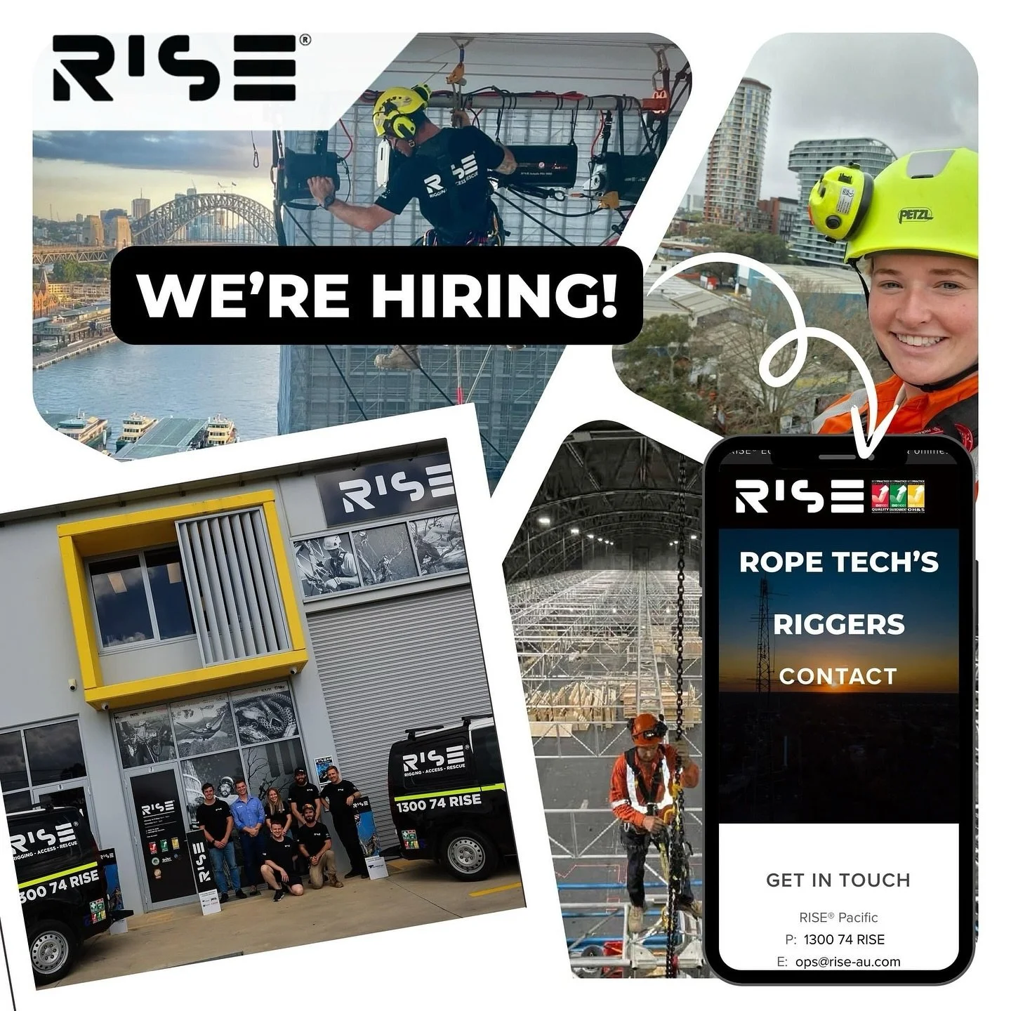 RISE® Pacific is hiring!
If you are a passionate rope access technician or rigger looking for exciting, diverse, at-heights work, reach out to our operations manager, Luke with your resume:
careers@rise-au.com
#specialistintheverticalworld #rise