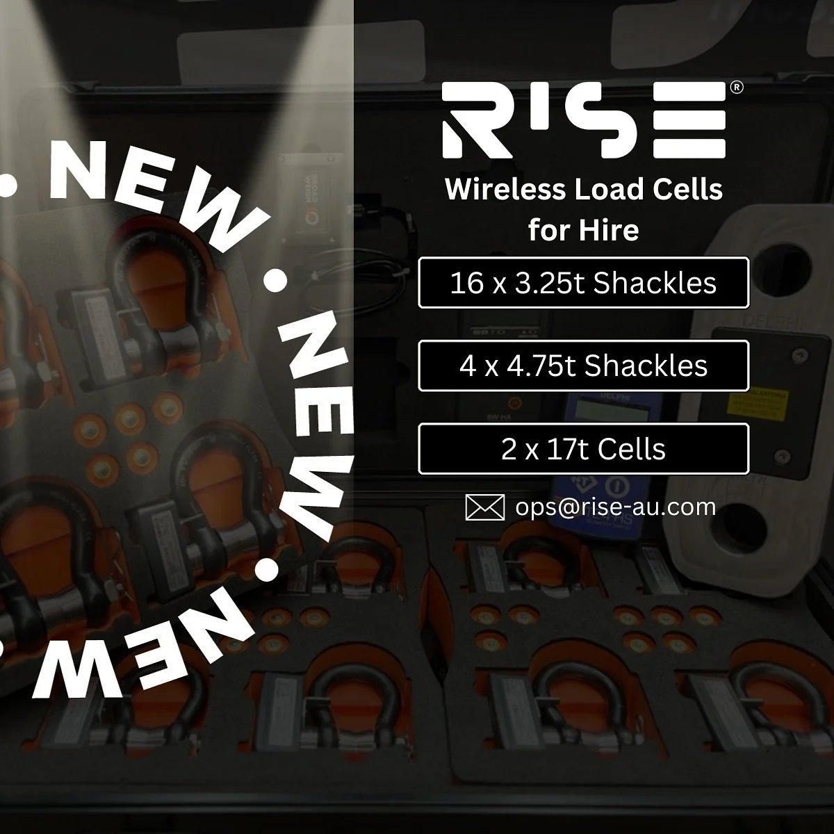 RISE&reg; are proud to support @broadweighsystem load monitoring in Australia with stock available to hire!  Our ever growing range consists of:
☑️ 16 x 3.25t Shackles
☑️ 4 x 4.75t Shackles
☑️ 2 x 17t Cells (Delphi Cells - compatible with Broadweigh)