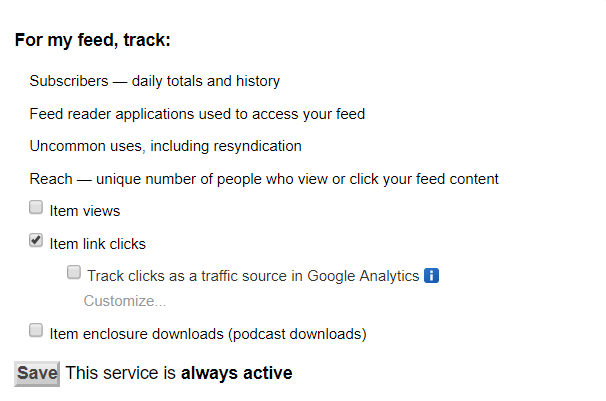 Feedburner - Configure Stats