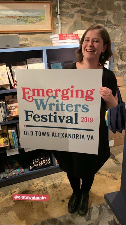Ally revelaing the logo for the Emerging Writers Festival!