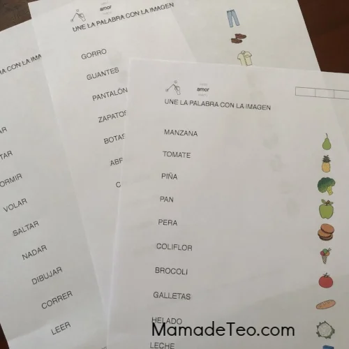 Une la palabra con la imagen, ejercicios de lectura global