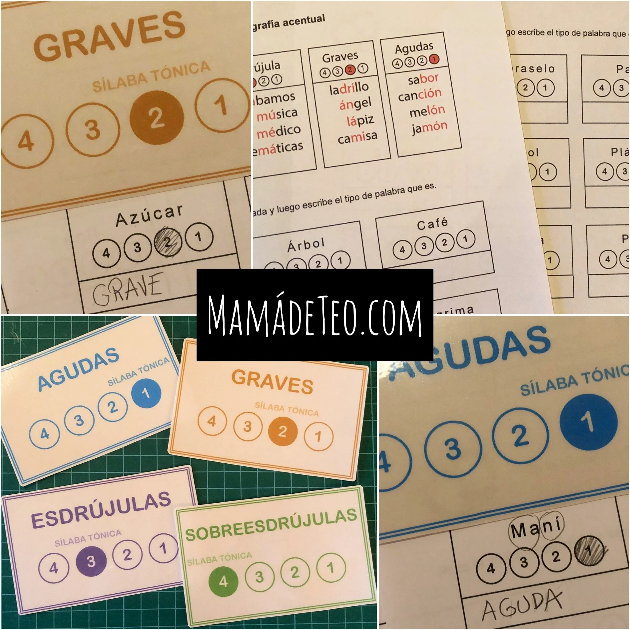 Reglas de acentuación con tarjetas de apoyo