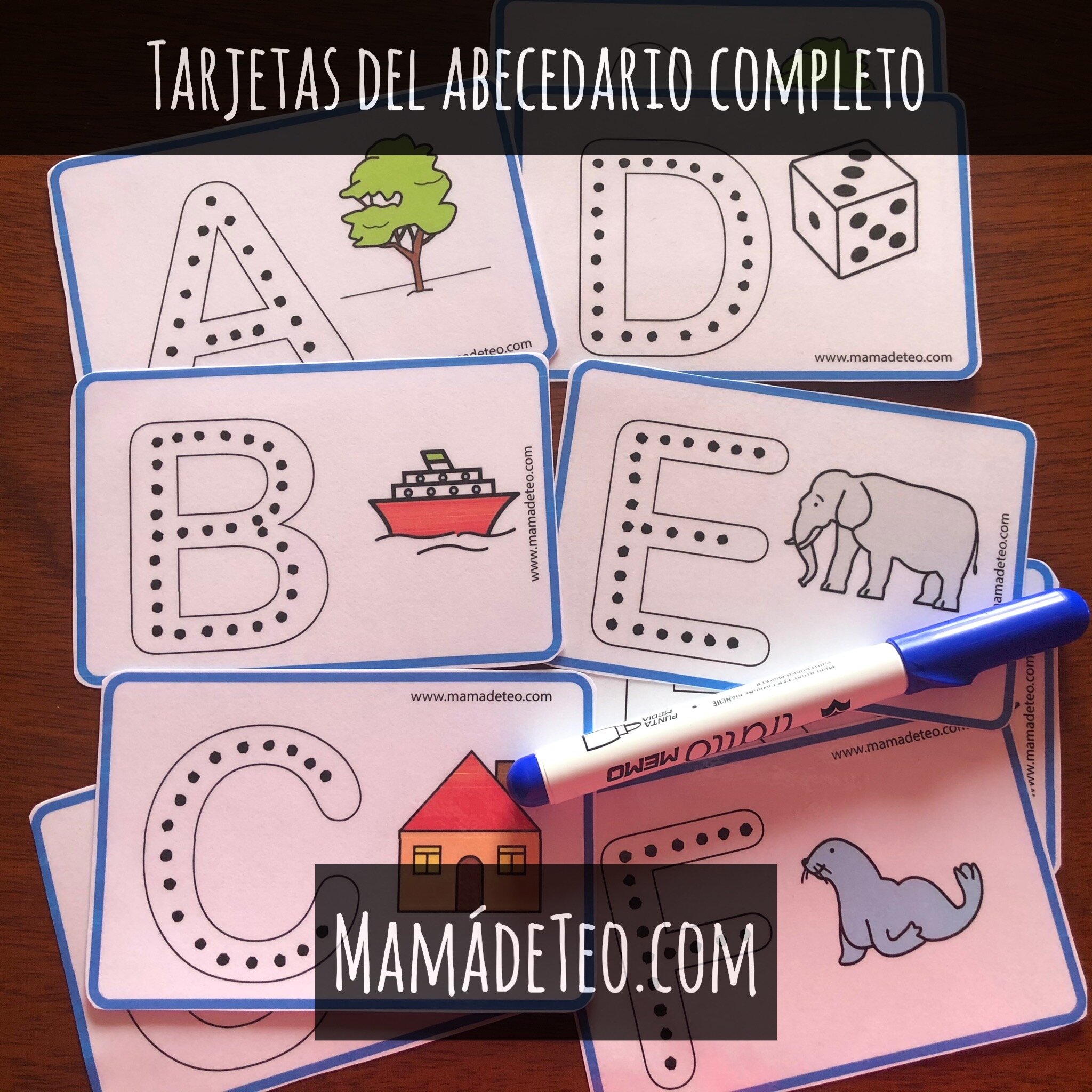 Tarjetas del abecedario para remarcar y practicar — Mamá de Teo, Adaptaciones