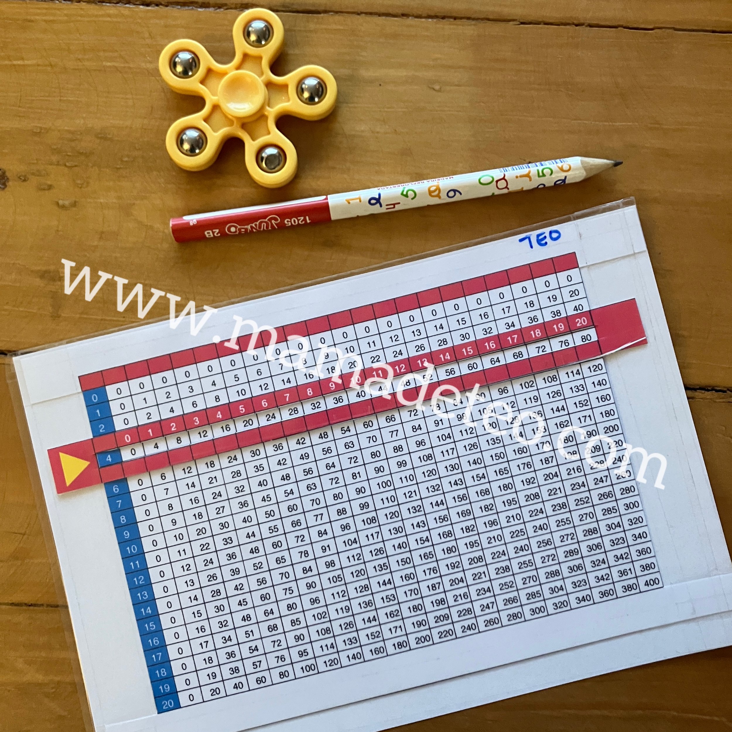 Nueva tabla de multiplicar adaptada hasta el 20