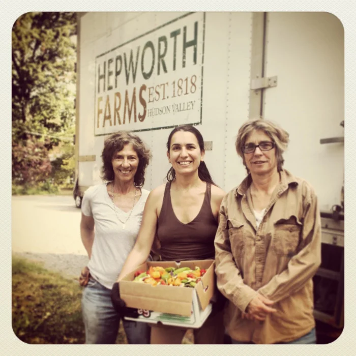 Amy & Gerry from Hepworth Farms with MCFC Coordinator Gwen Charles.