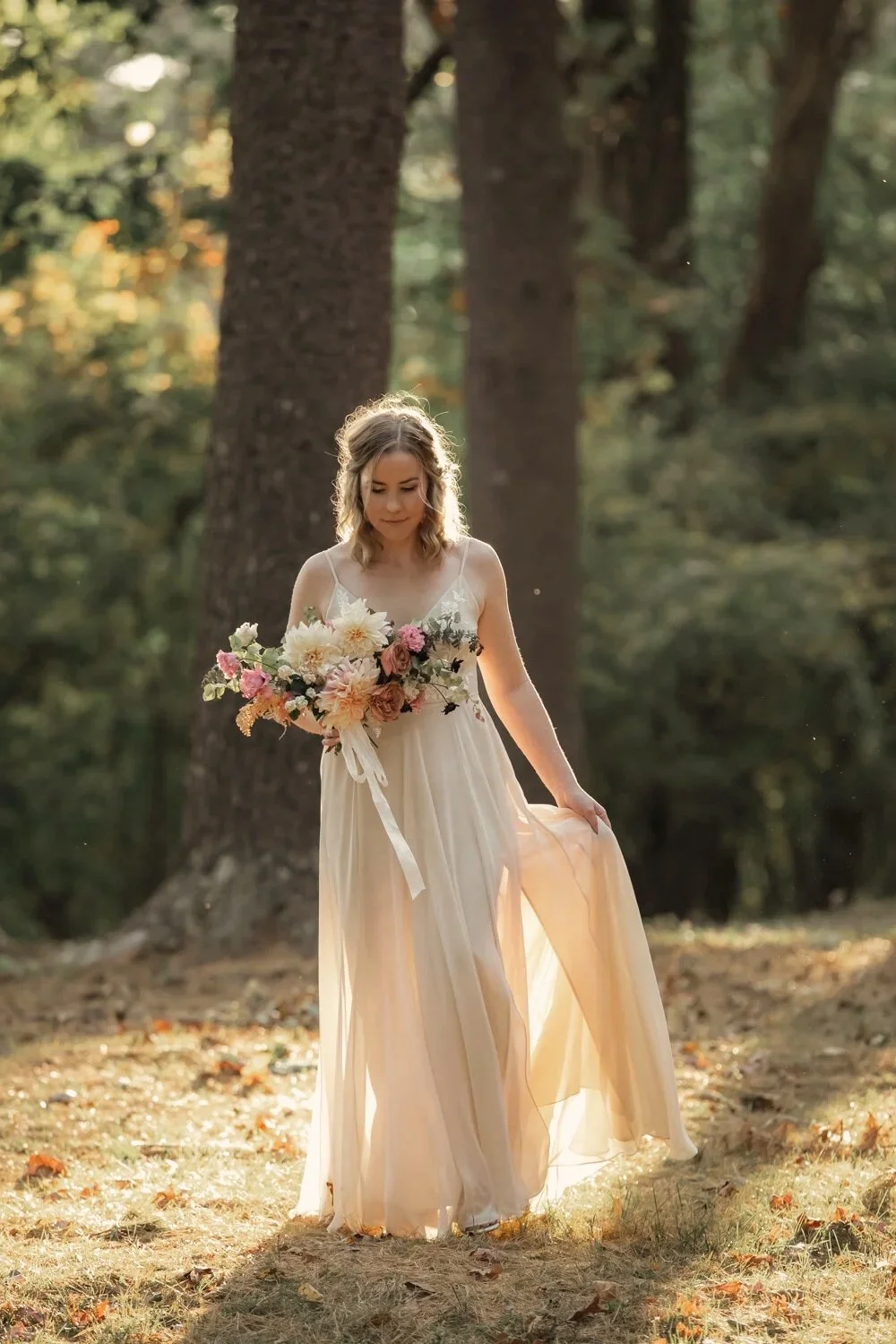  NYC Central Park wedding photographer bride backlit in sunlight 