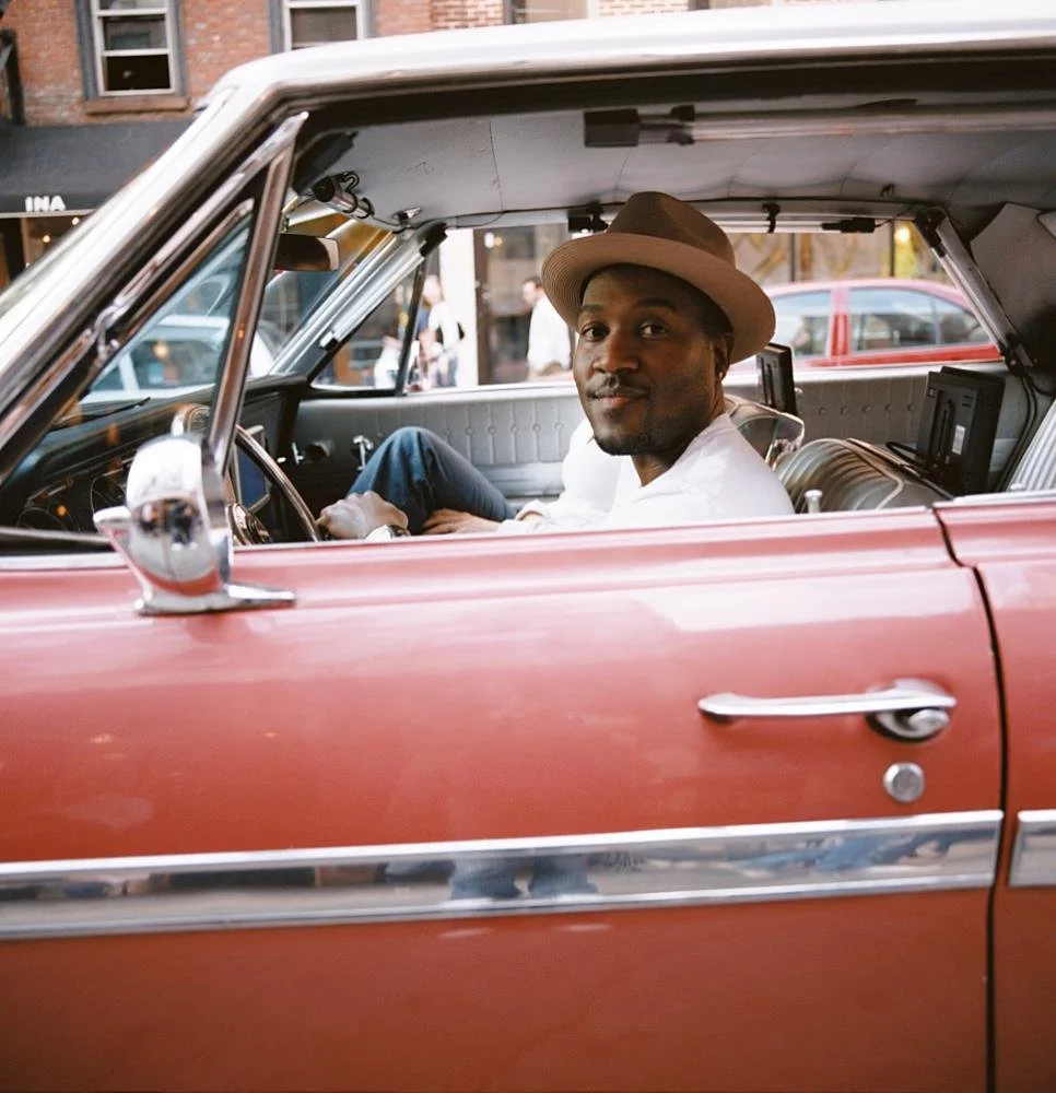 man in vintage car portrait nyc