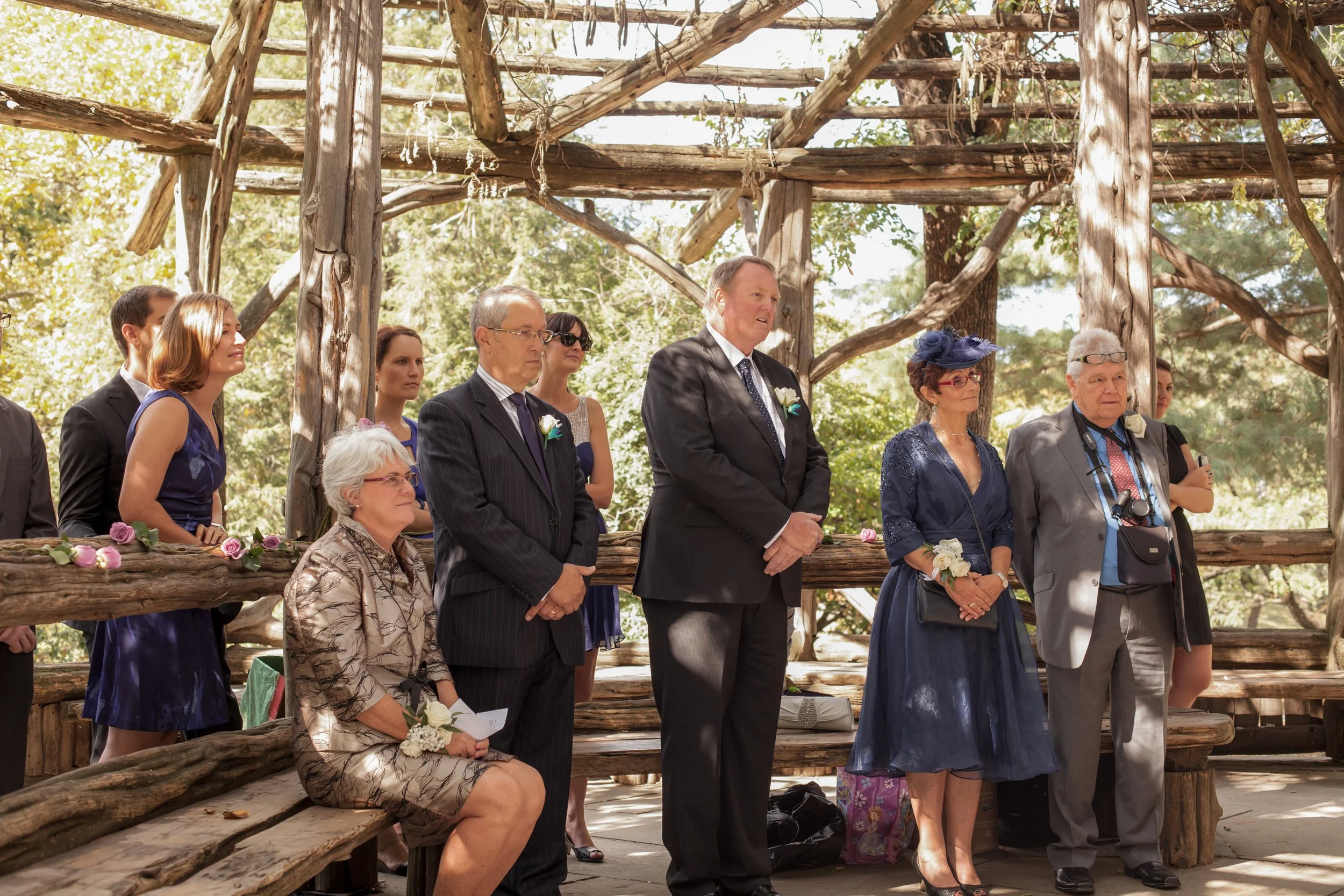 Guests at a Central Park Wedding at the Cop Cot in NYC