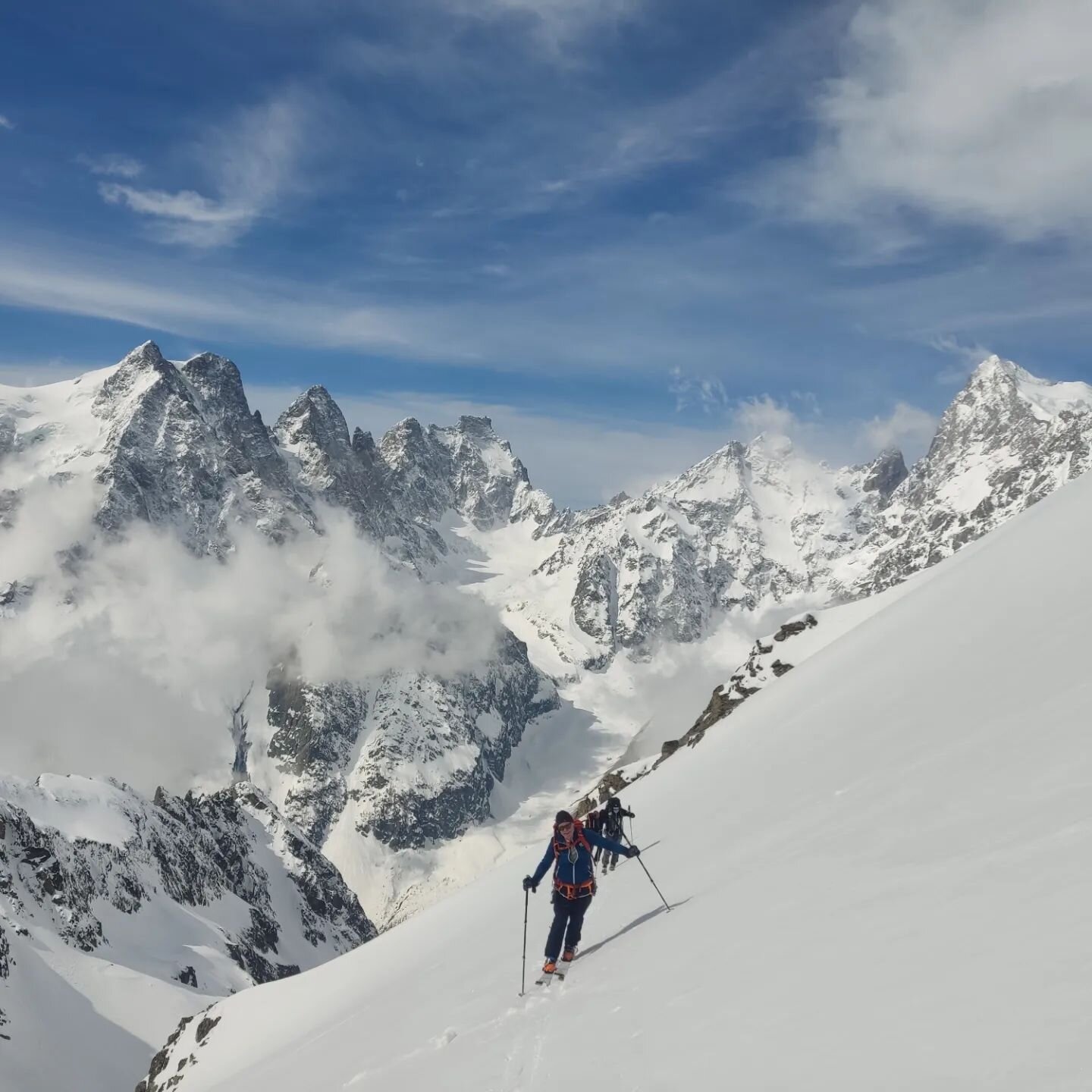 Surely this has to be one of the finest backdrops in the Alps, and one that few people know.

Mont Pelvoux, L'Ailfroide and Les &Eacute;crins from the Col du Mon&ecirc;tier. 

At the start of last week David, Ed, Rhys and I escaped the bad weather of