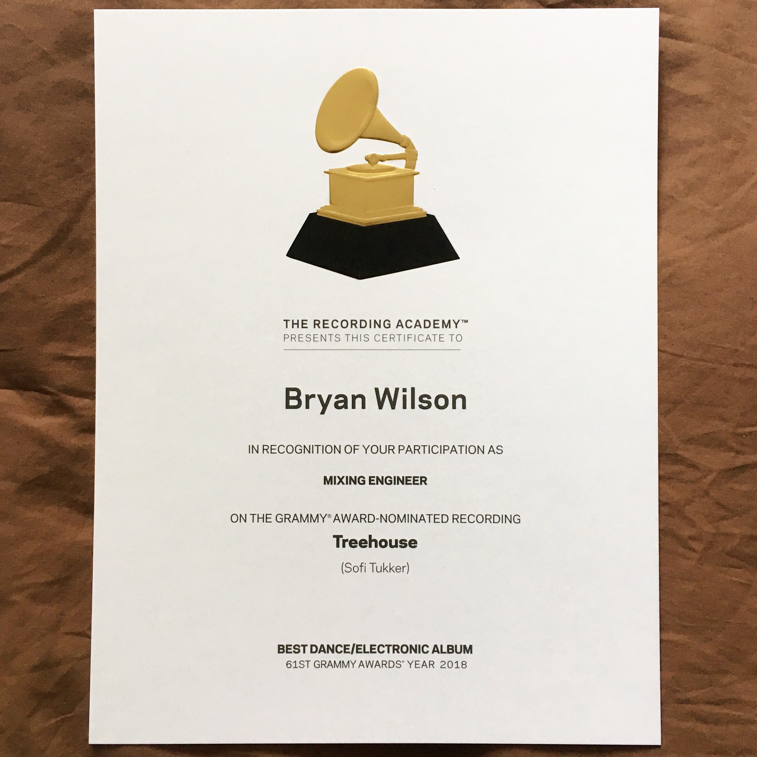 Bryan Wilson Treehouse Grammy Awards