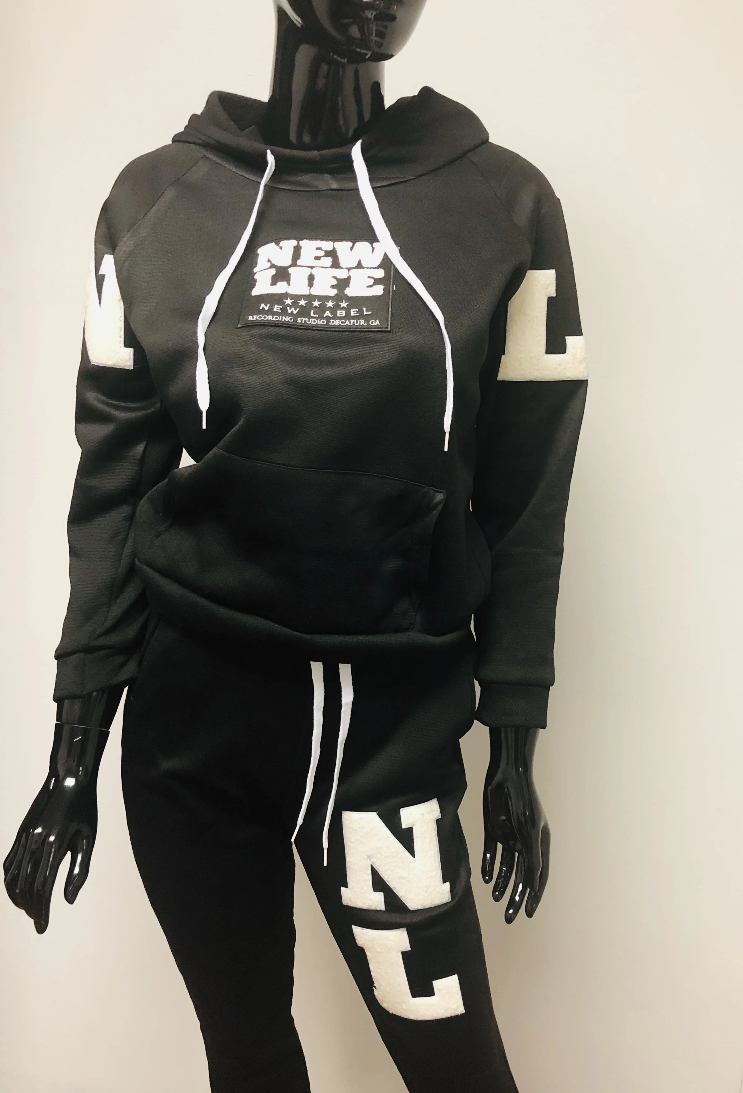 ladies black jogging suit