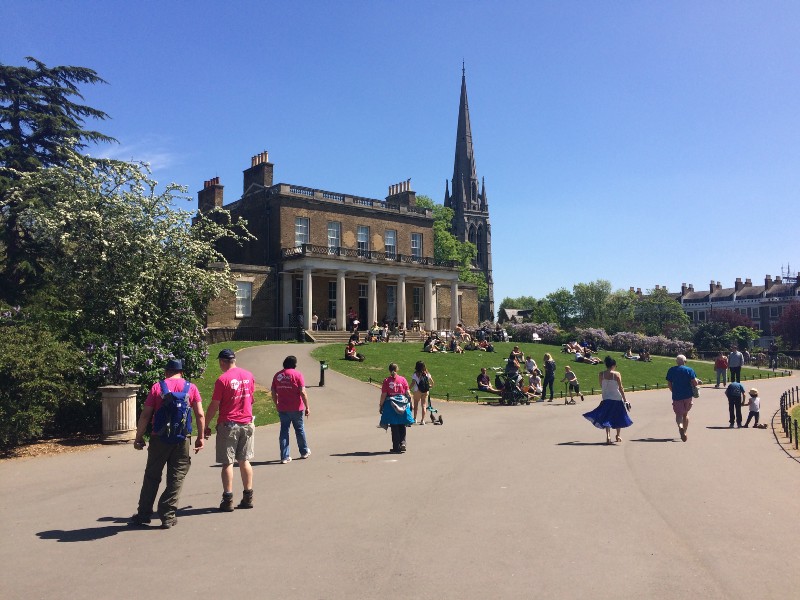 Seen rising behind Clissold House, the New Church with its even newer spire.