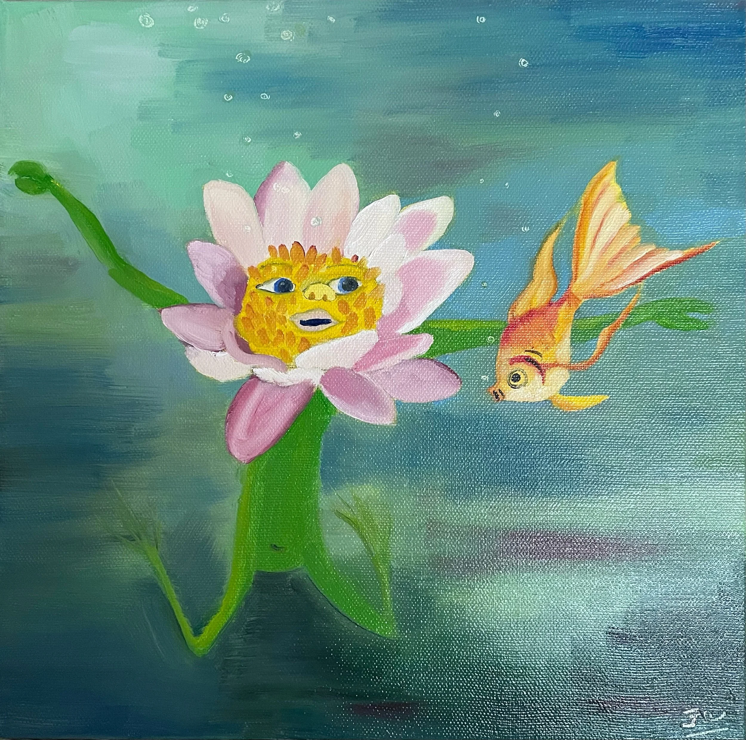 Water Lily and Goldfish