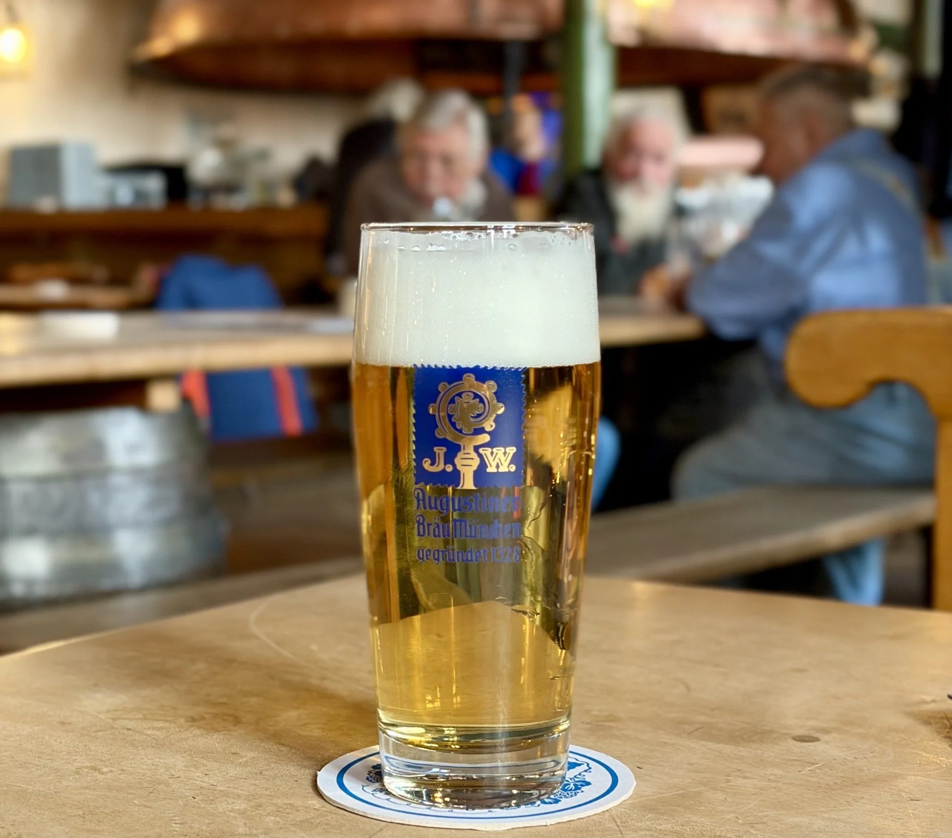 A half liter glass of Augustiner Helles.