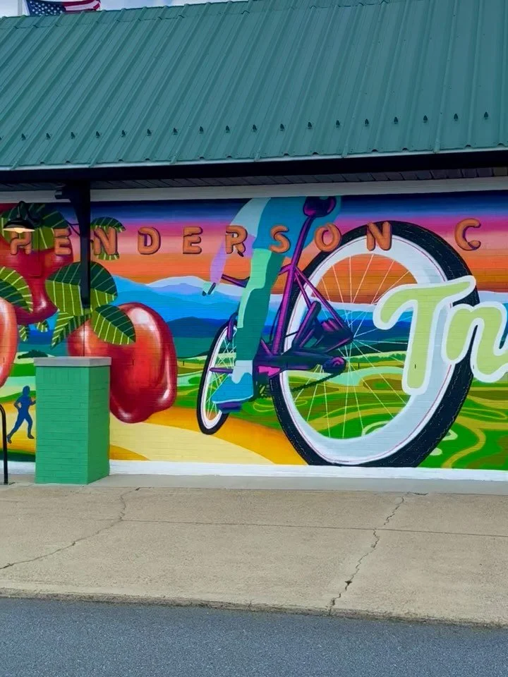 Just wrapped another piece at the Welcome Center of Hendersonville, NC to celebrate the opening of their newest addition on the Ecusta Trailhead! 🚲🌿 
The first 6 mile phase is now open and I&rsquo;ve felt so welcome during my stay in this charming 