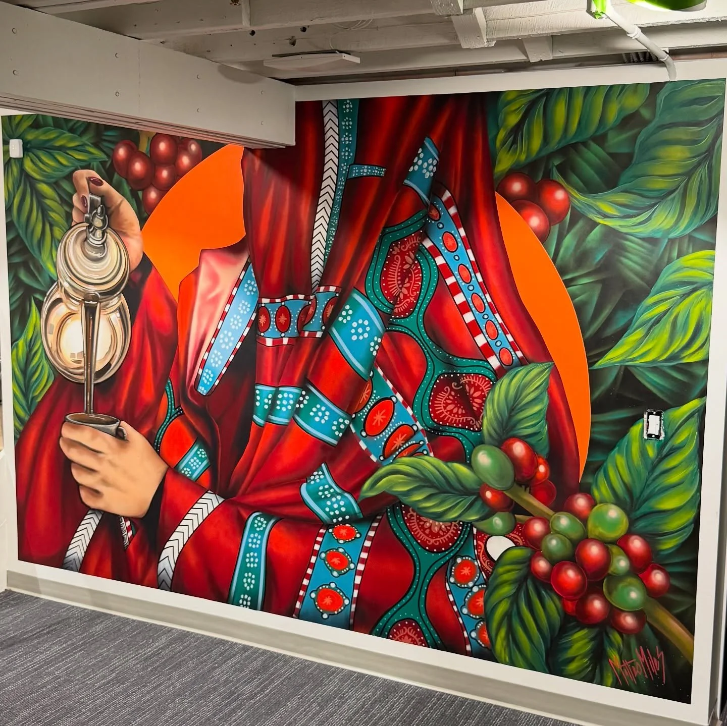 A few pieces completed this week over @qahwahpalace ☕️ coming soon to downtown Greenville to add some new flavor to the coffee scene. 
Did you know most of the richest flavors of coffee beans come from Yemen? 🇾🇪 
These landscapes and iconic cultura