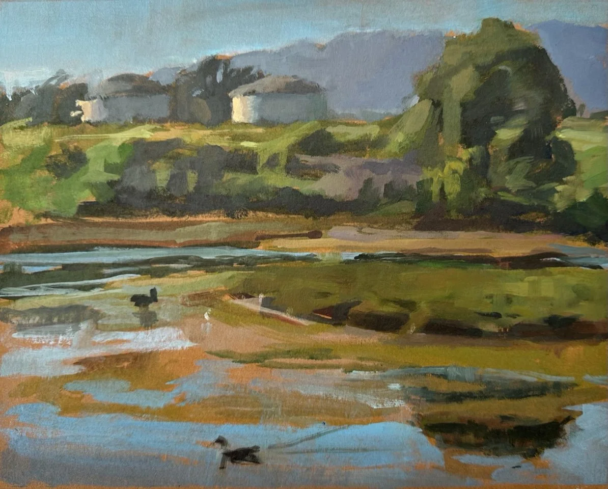  Tanks and Ducks at Devereux, #11  Oil, 8x10 inches unframed, 10x12 inches framed, $800.00 