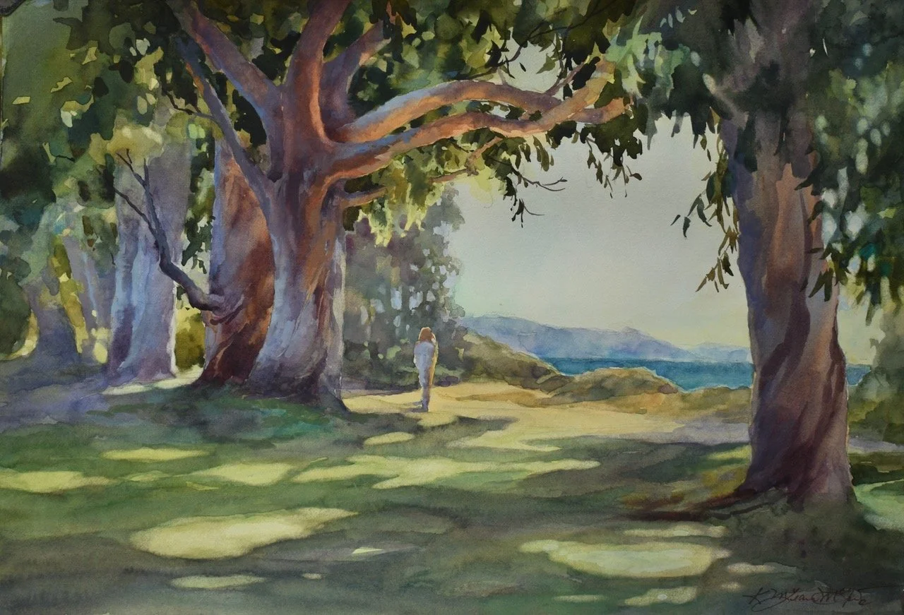 Morning Walk, #67  Watercolor, 11x16 inches unframed, 17x22 inches framed,  $1,100.00