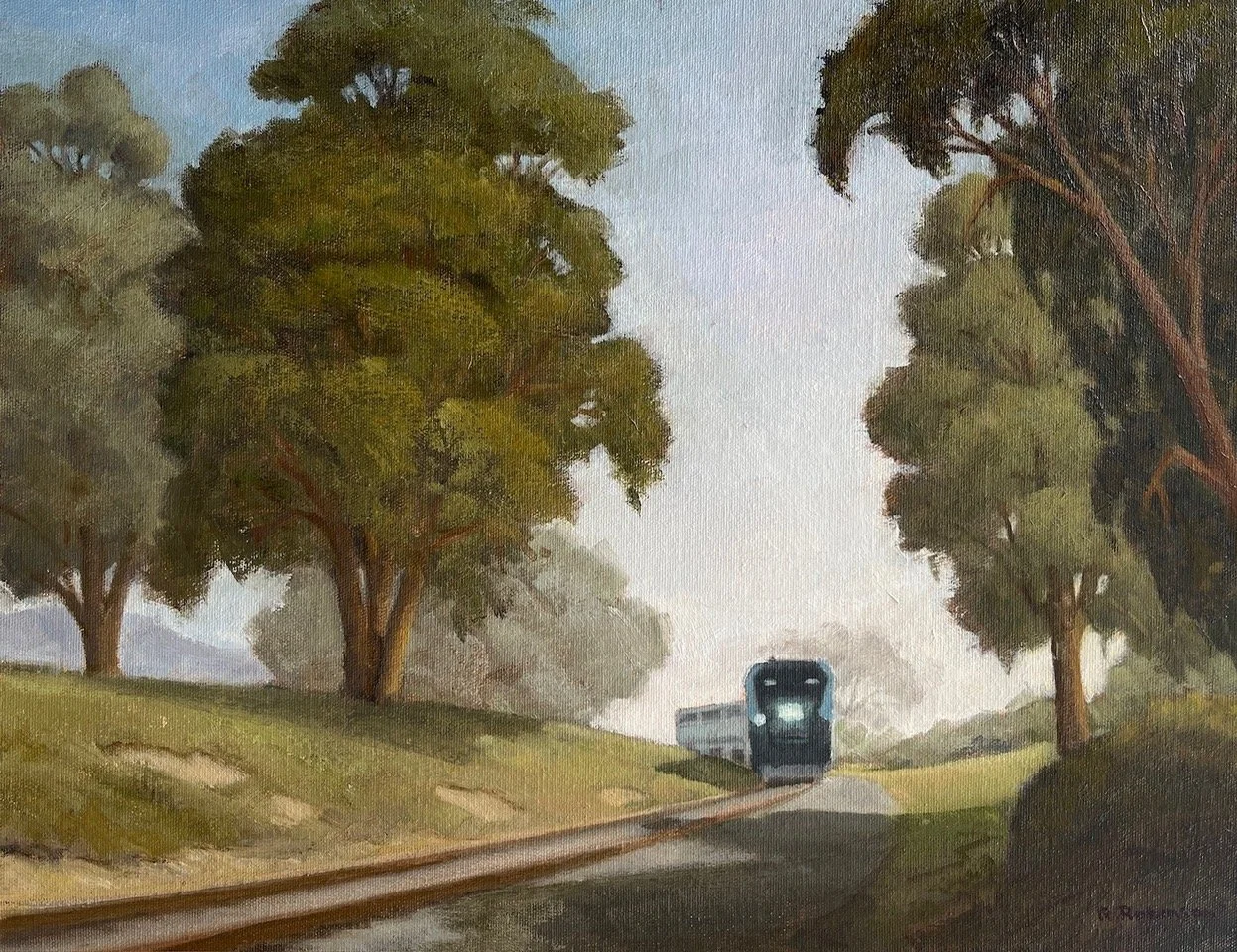 Next Stop Carpinteria, #75  SOLD   Oil, 14×18 inches unframed, 23x27 inches framed,  $3,200.00