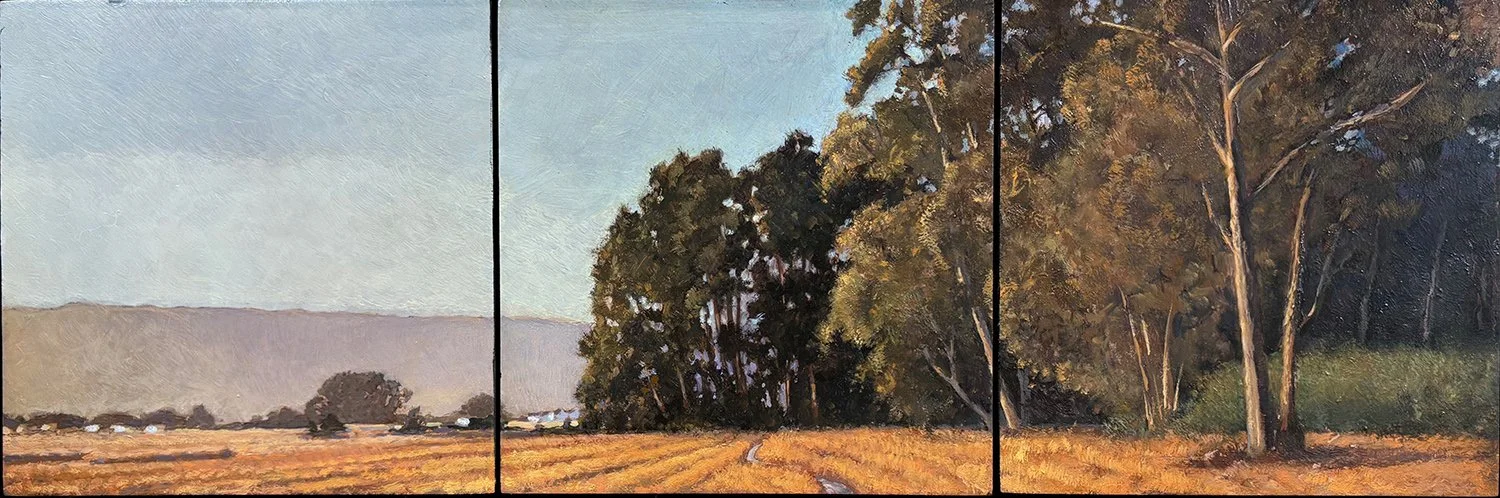  Trail Along the Grove – More Mesa, #32  Oil, 6x18 inches unframed, 7x19 inches framed, $1,200.00 