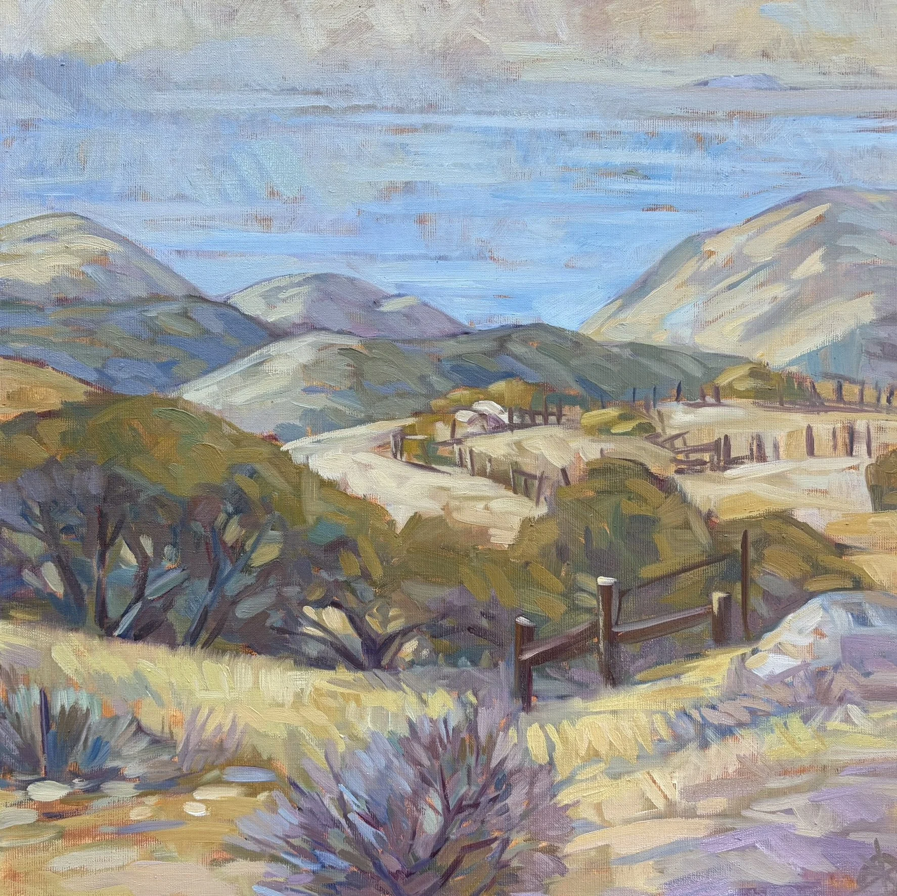  Old Corral - Rancho Arbolado, #7  Oil on linen, 18x18 inches unframed, 22x22 inches framed, $2,800.00 