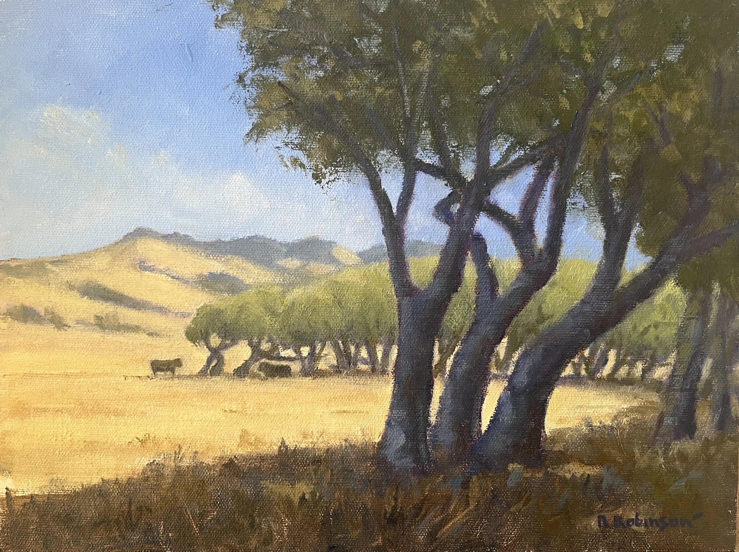  Summer Shade on Hearst Ranch, #82  Oil on canvas, 9x12 inches unframed, 15x17 inches framed, $1,200.00 