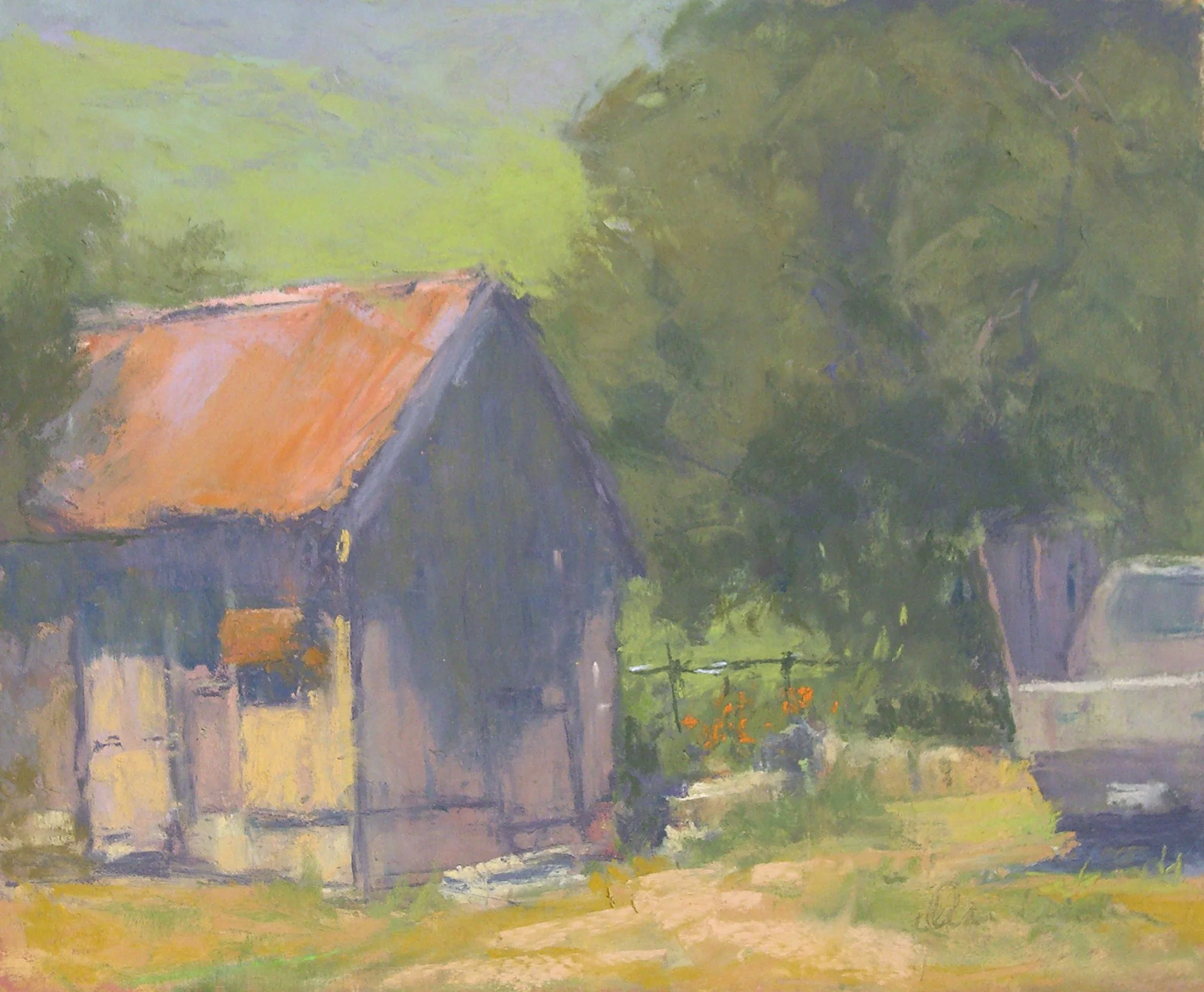  Ranch Shed - Padre Ranch, #89  Pastel, 8x10 inches unframed, 14x16 inches framed, $850.00 