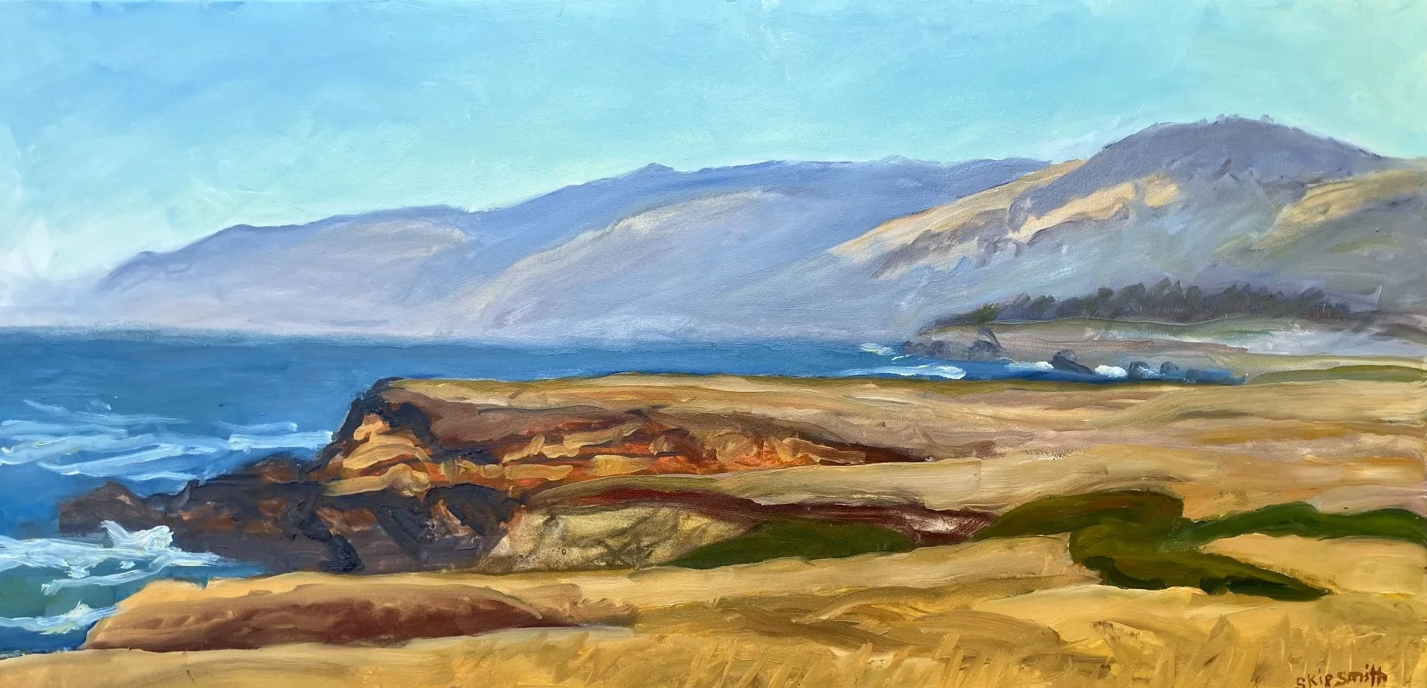  Cliffs at Hearst Ranch, #98  Oil, 15×30 inches unframed, 17×32 inches framed, $1,500.00 