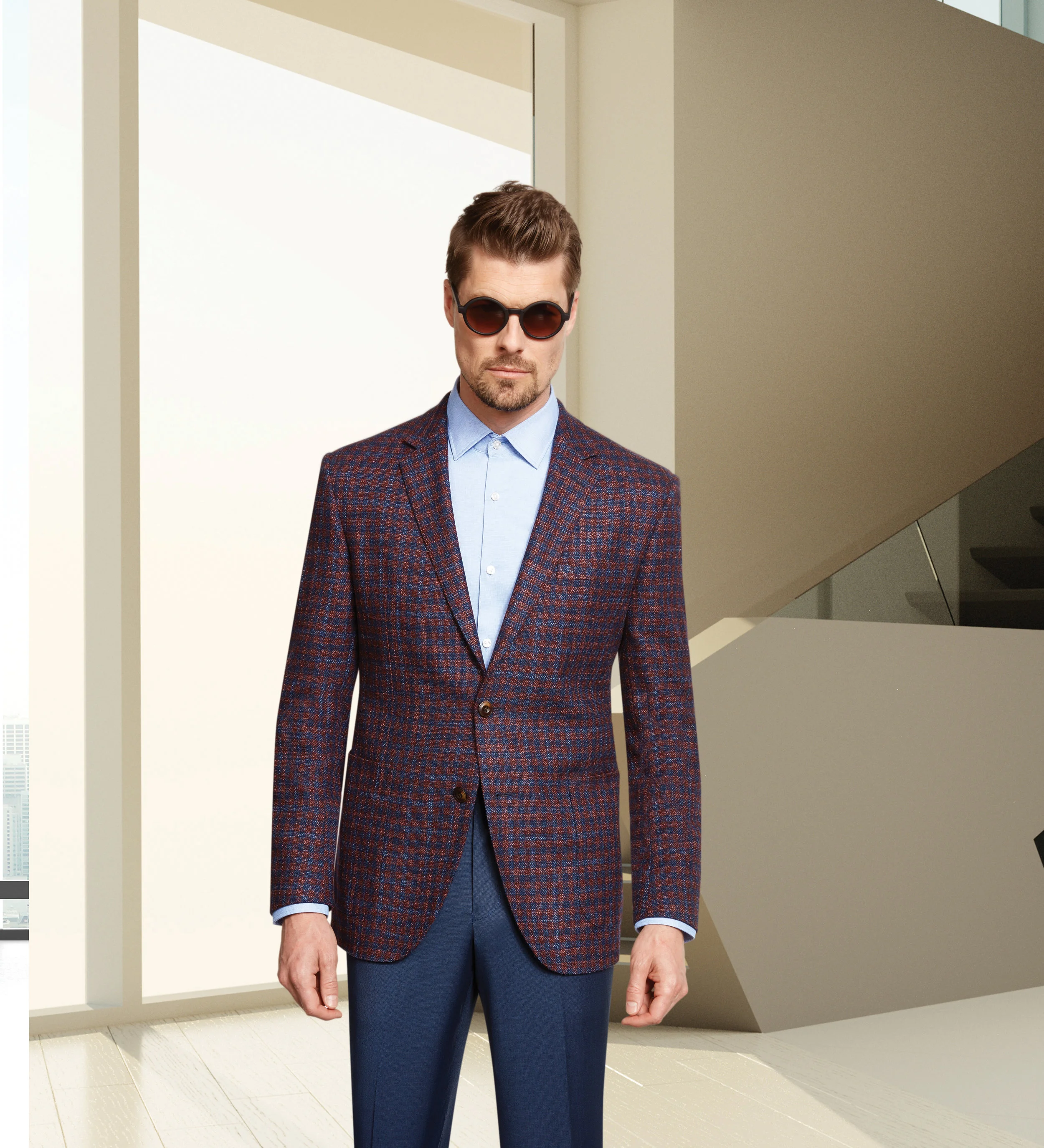 TD 5838/3 BLUE/RUST CHECK