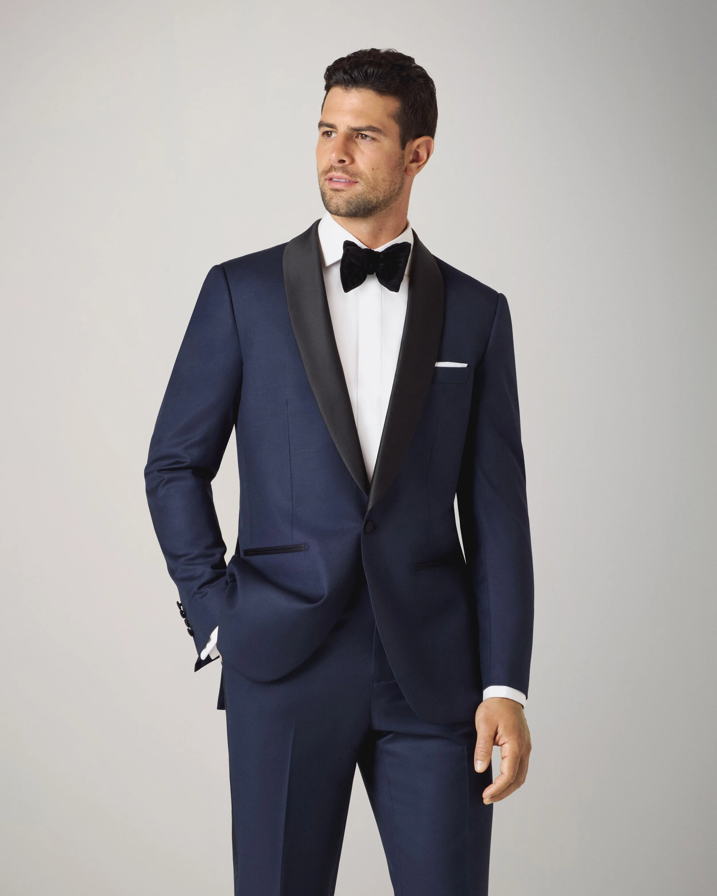 MD 1-Button Shawl Lapel Blue Tuxedo