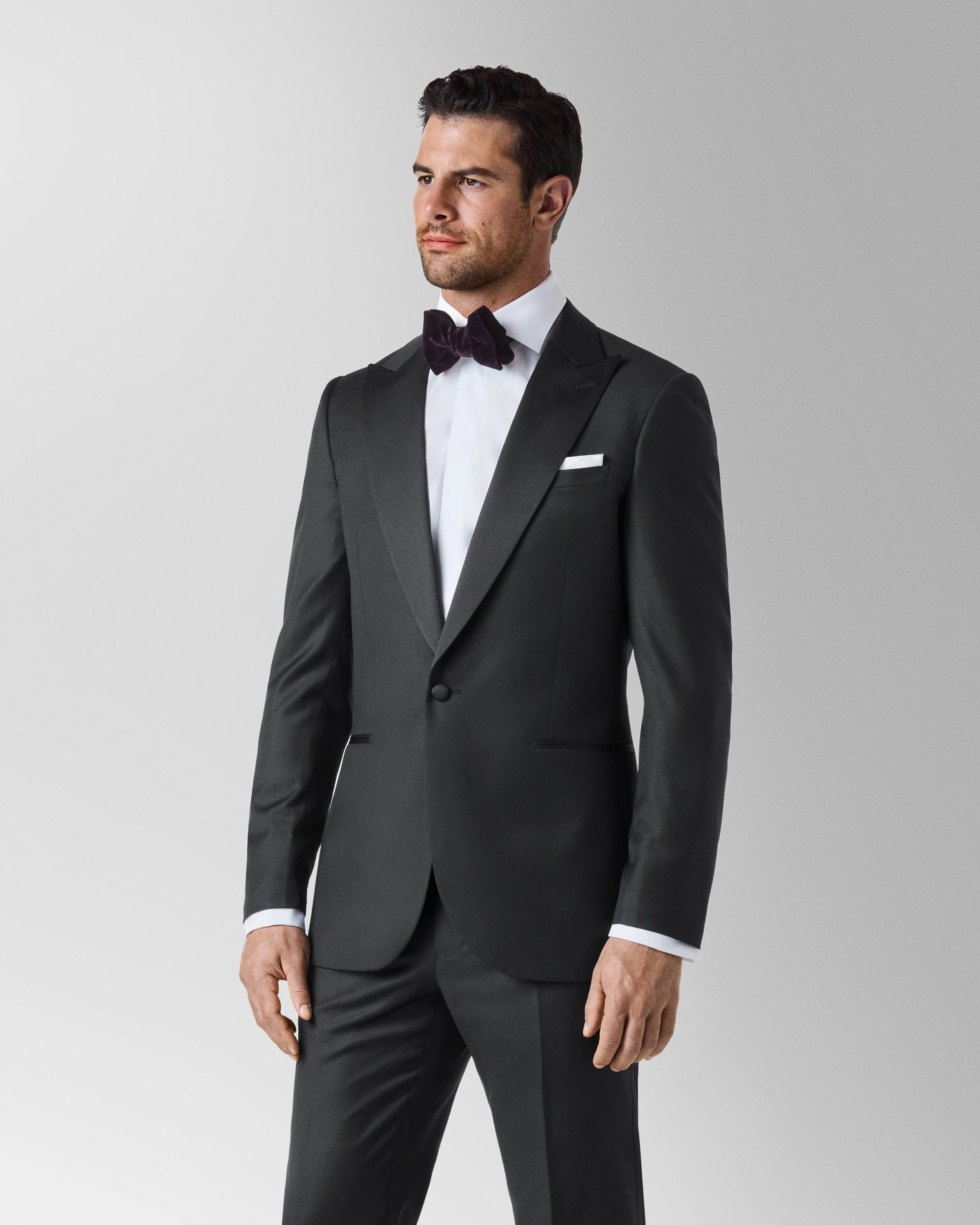 1-Button Peak Lapel Black Tuxedo