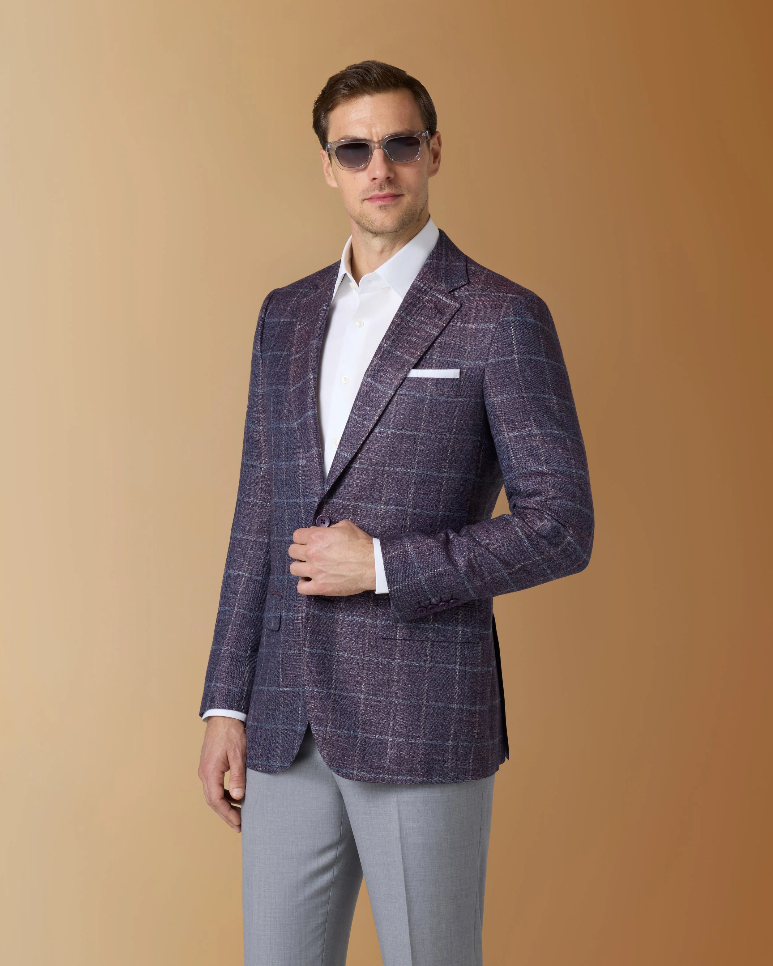  461/4 Purple Windowpane Bamboo Coat