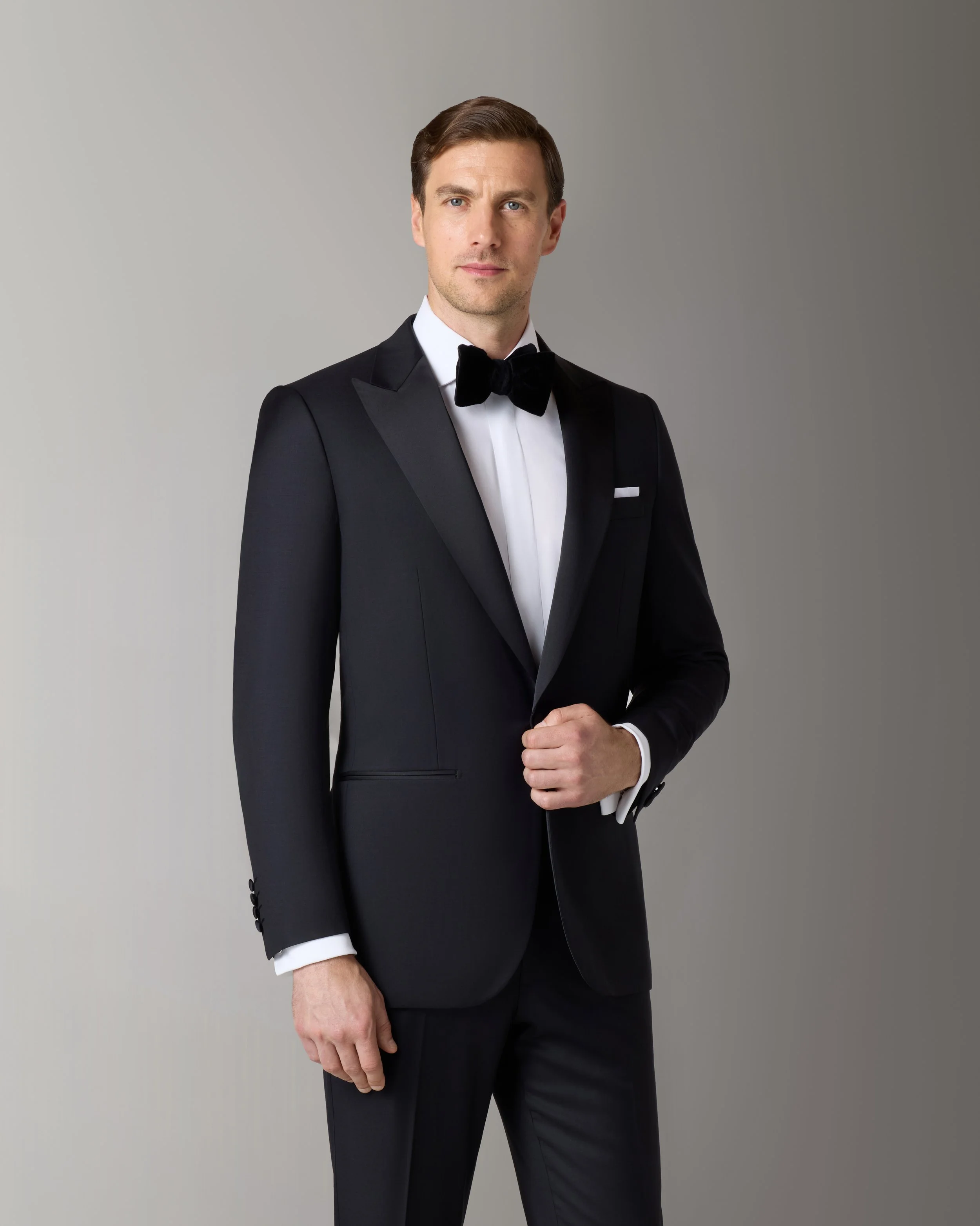1-Button Peak Lapel Black Tuxedo