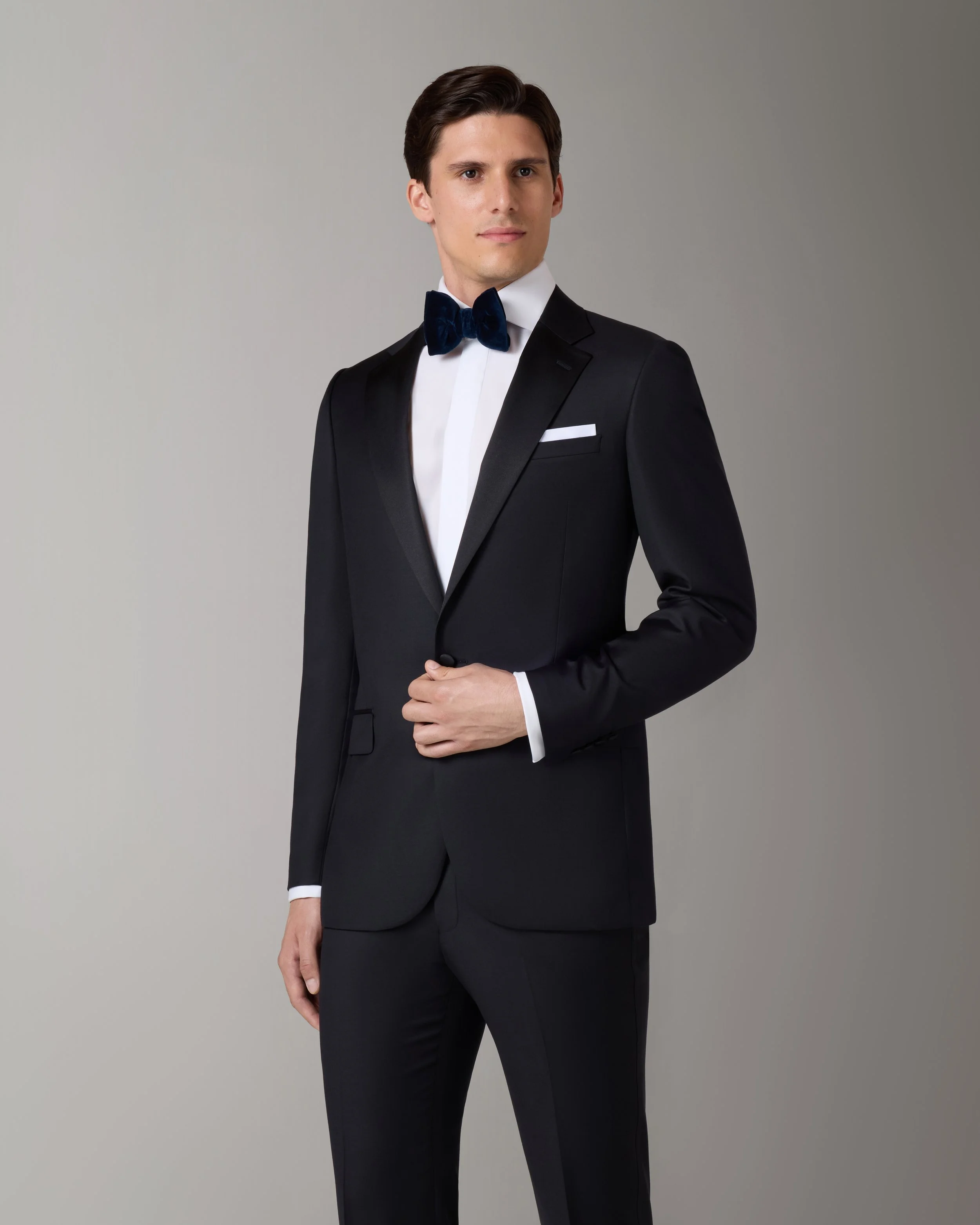 1-Button Notch Lapel Black Tuxedo
