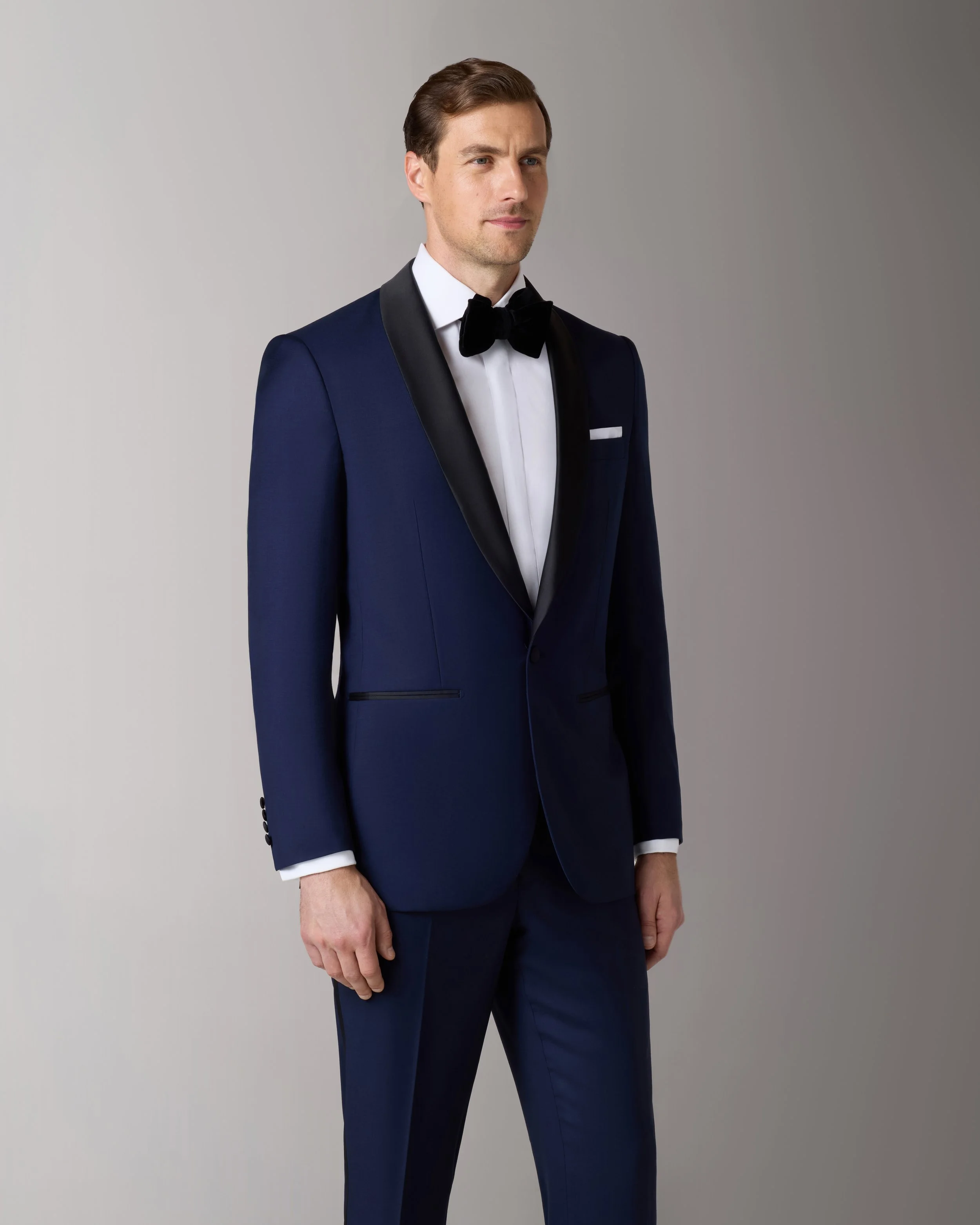 1-Button Shawl Collar Blue Tuxedo
