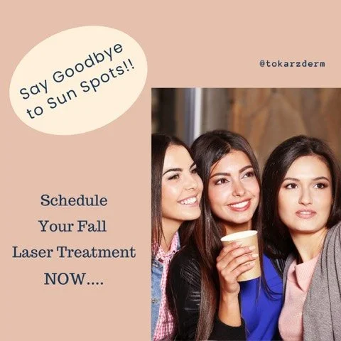 Seeing Sun Spots?  Our Fall Laser Schedule is filing up Fast!!! Schedule your Laser Treatment TODAY 🍂🍁🍃

#ipllaser
#sunspots
#laserdoctor
#tokarzdermatology
#eastgreenwichri