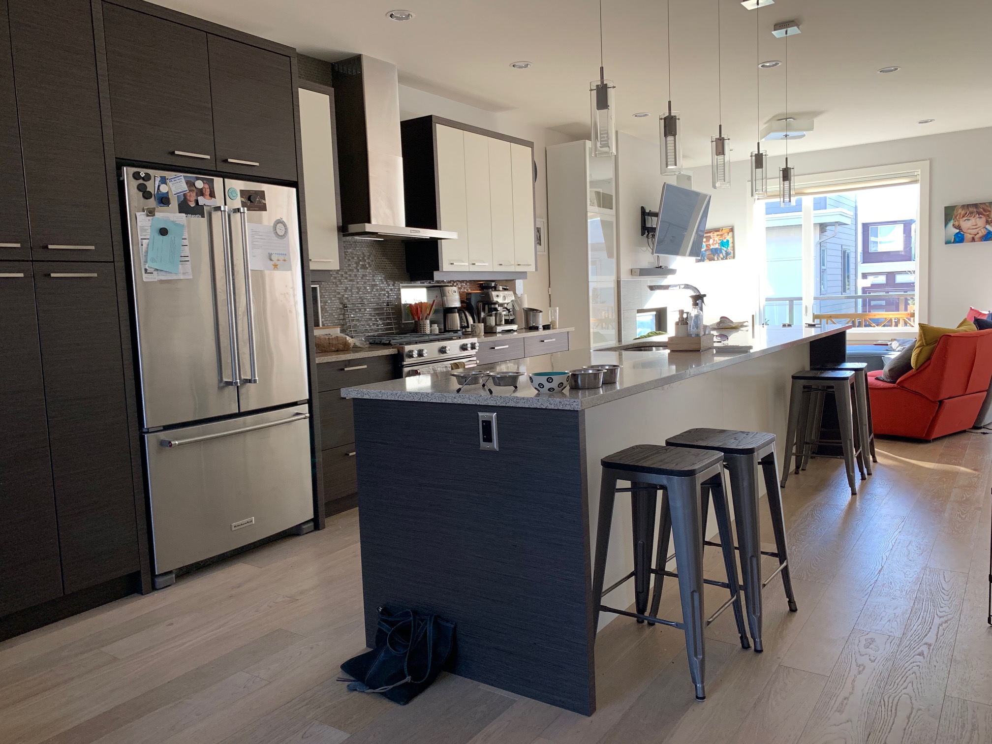Kitchen with large island.