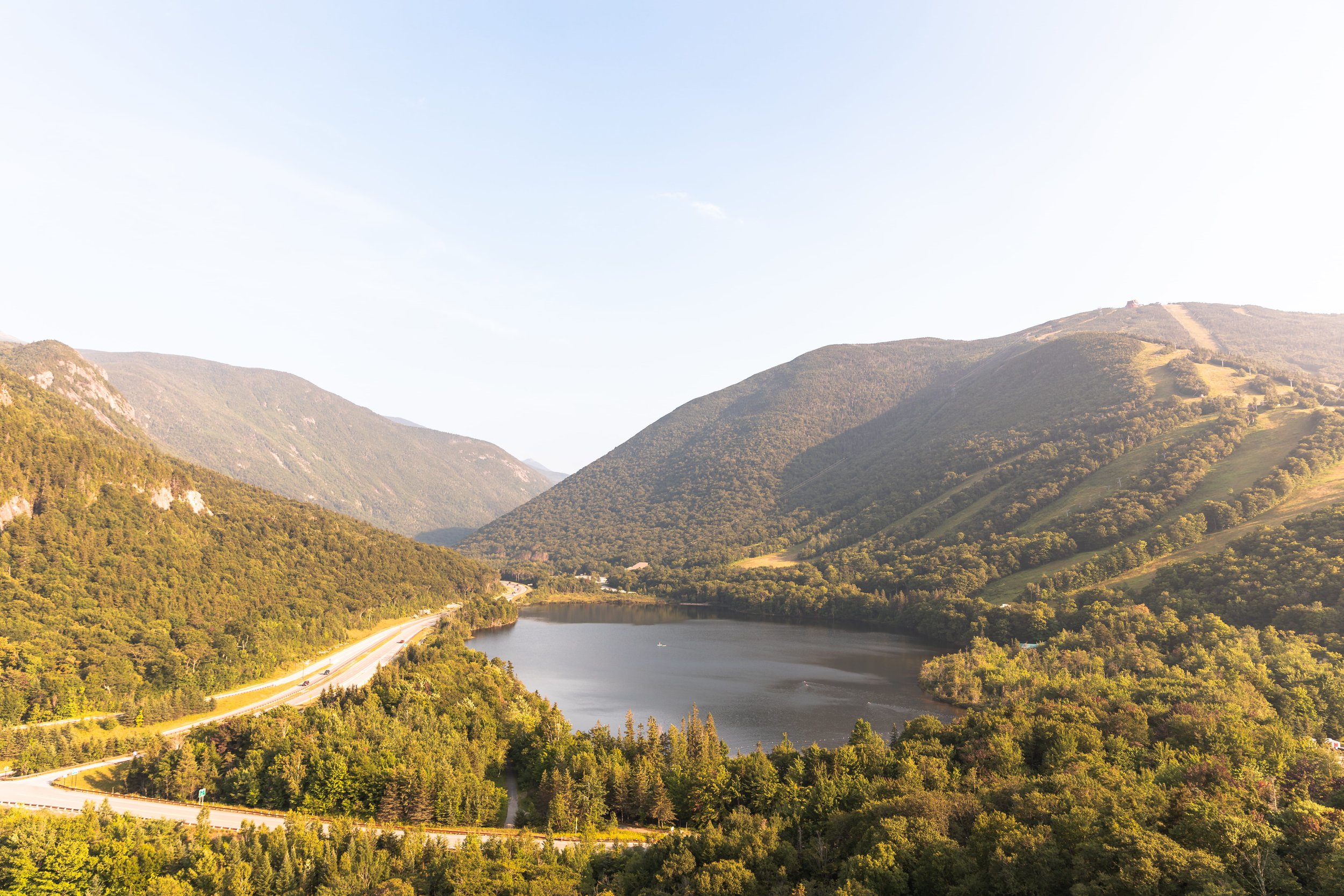artist bluff during sunset overlooking franconia notch