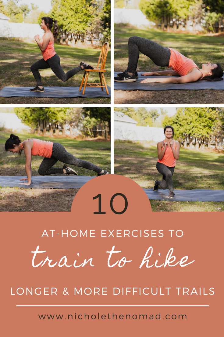 Are you looking to start hiking but don't know where to start? This is your guide to the best 10 at-home full body workouts to train to hike! They will improve your strength, stamina, and balance to become a better hiker! #hiking #hikingguide #worko…