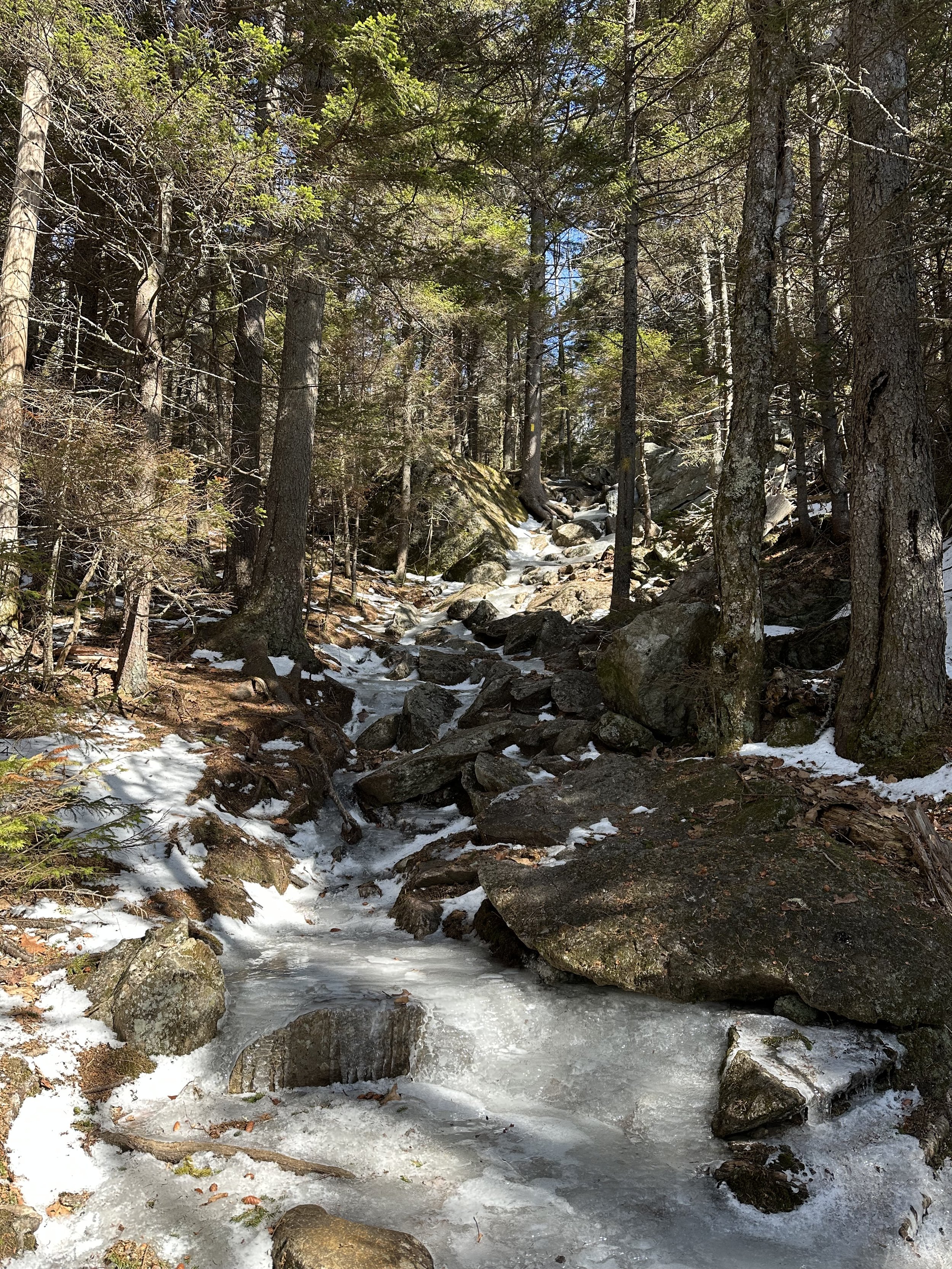 steep and icy section on wentworth trail